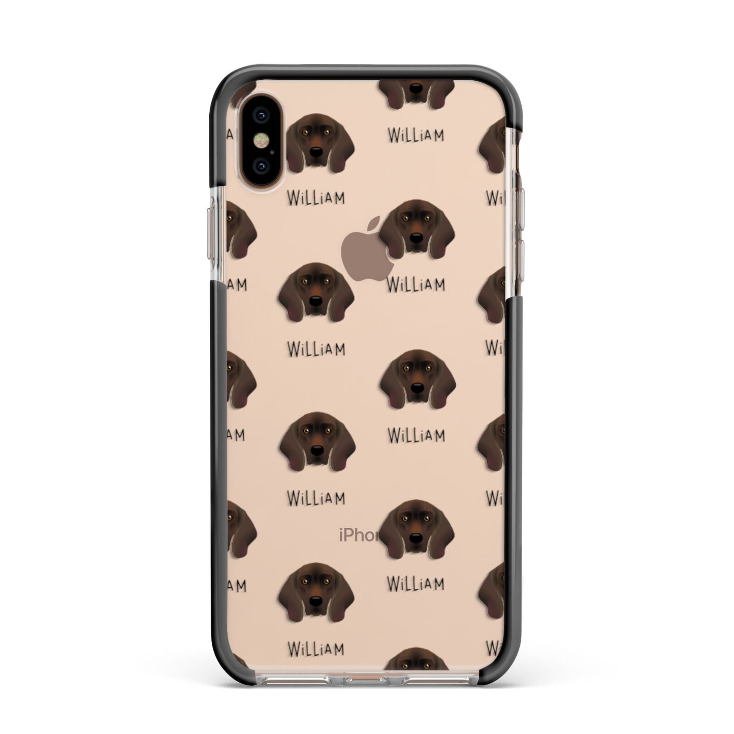 Bavarian Mountain Hound Icon with Name Apple iPhone Xs Max Impact Case Black Edge on Gold Phone