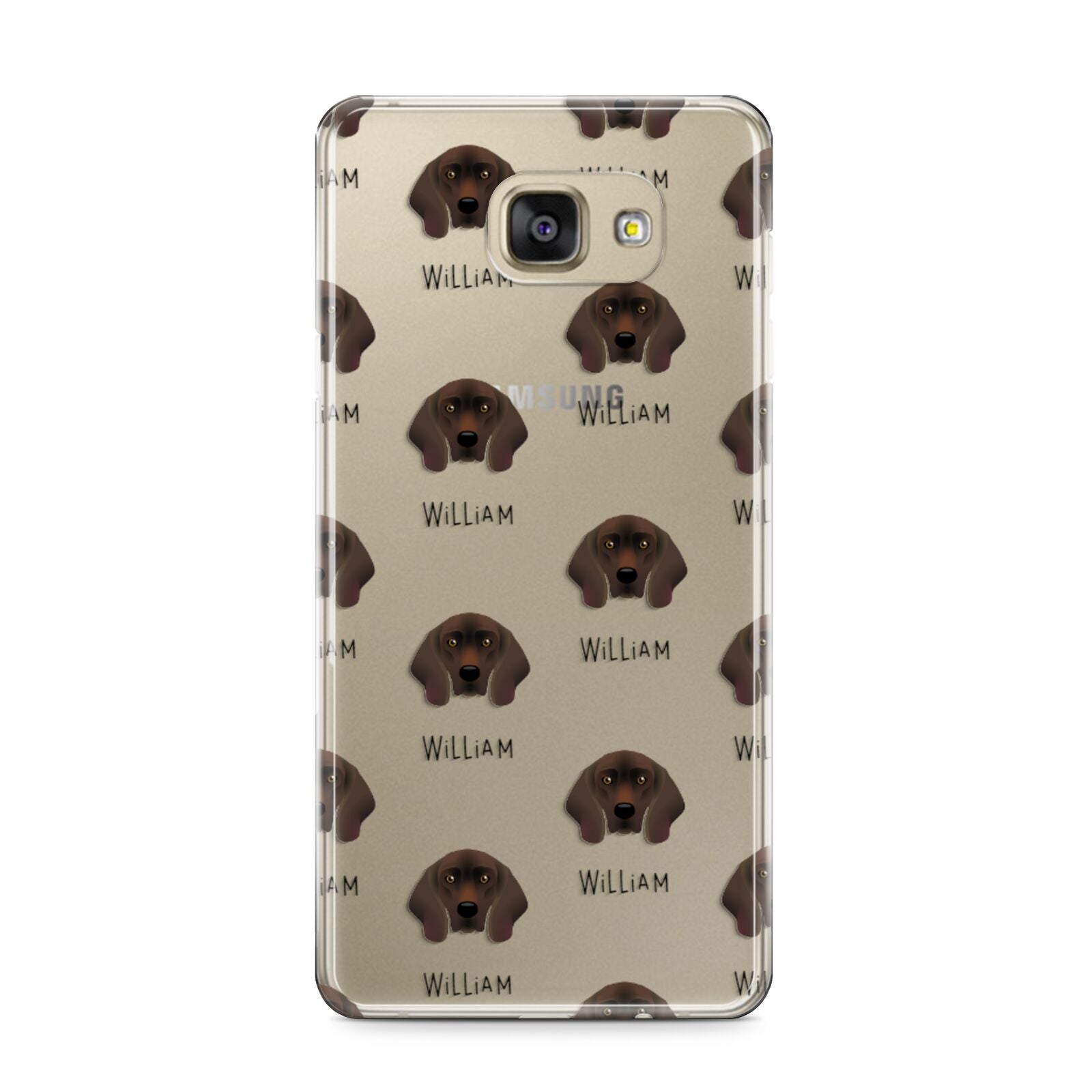 Bavarian Mountain Hound Icon with Name Samsung Galaxy A9 2016 Case on gold phone