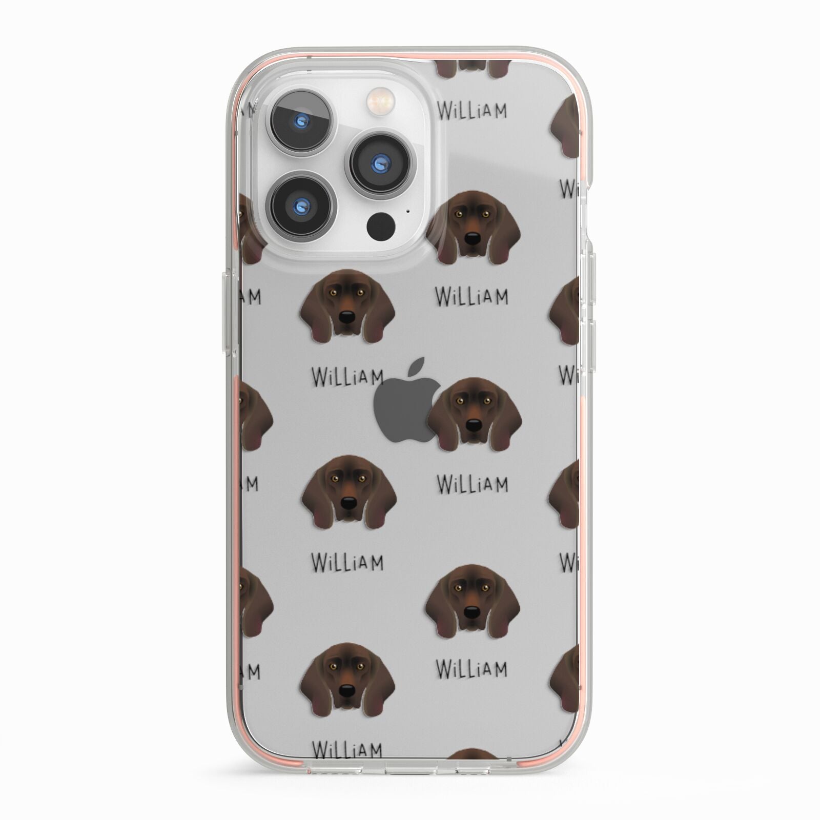 Bavarian Mountain Hound Icon with Name iPhone 13 Pro TPU Impact Case with Pink Edges