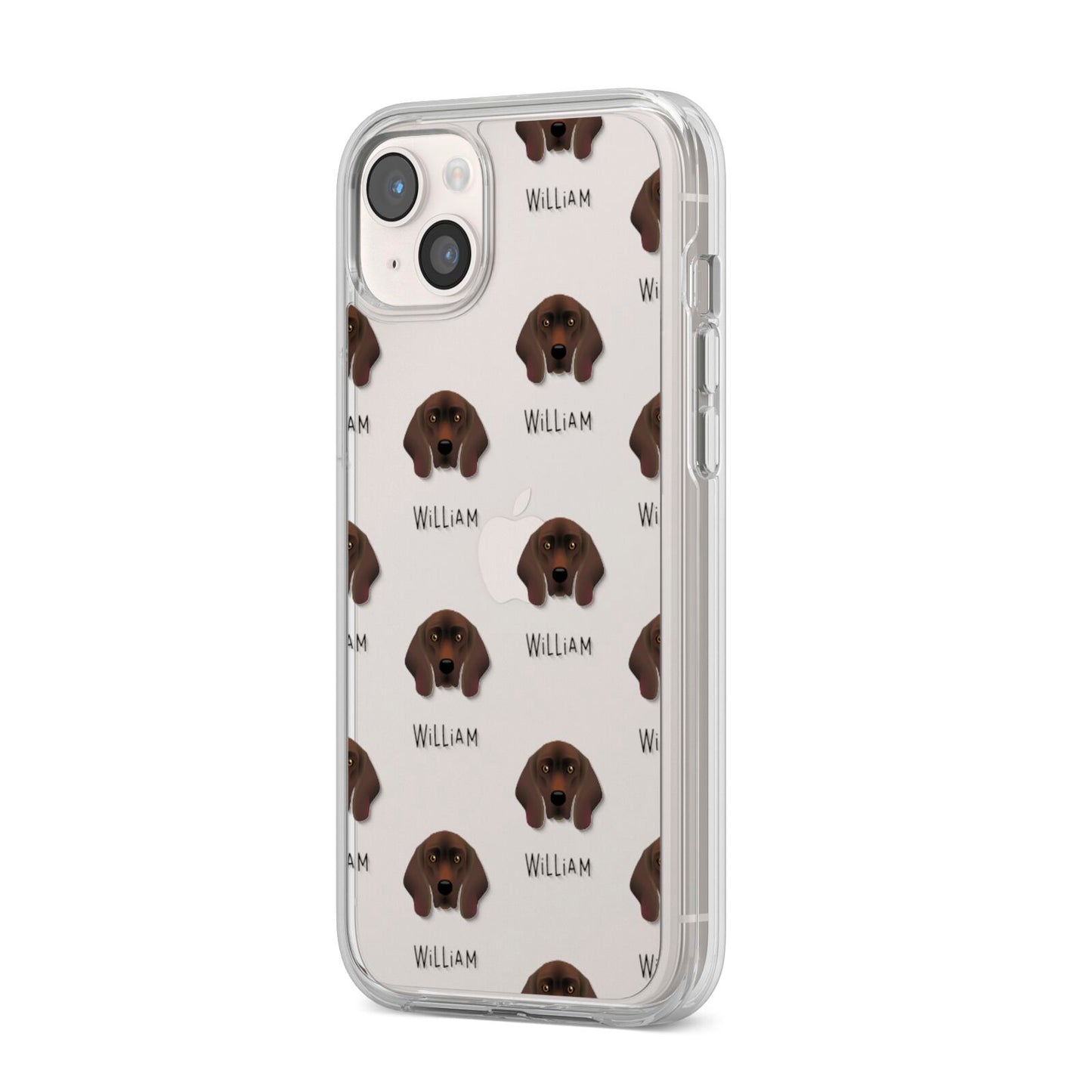 Bavarian Mountain Hound Icon with Name iPhone 14 Plus Clear Tough Case Starlight Angled Image