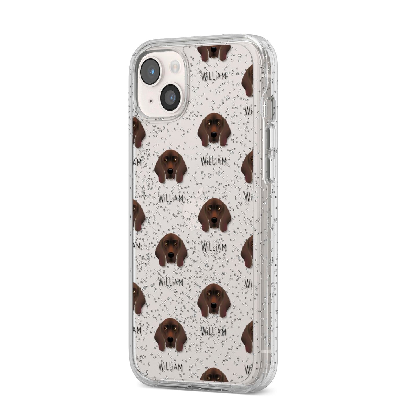 Bavarian Mountain Hound Icon with Name iPhone 14 Plus Glitter Tough Case Starlight Angled Image