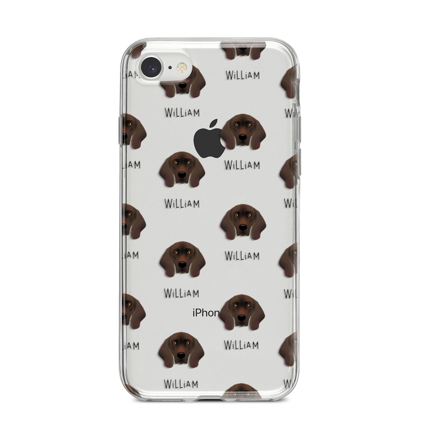 Bavarian Mountain Hound Icon with Name iPhone 8 Bumper Case on Silver iPhone