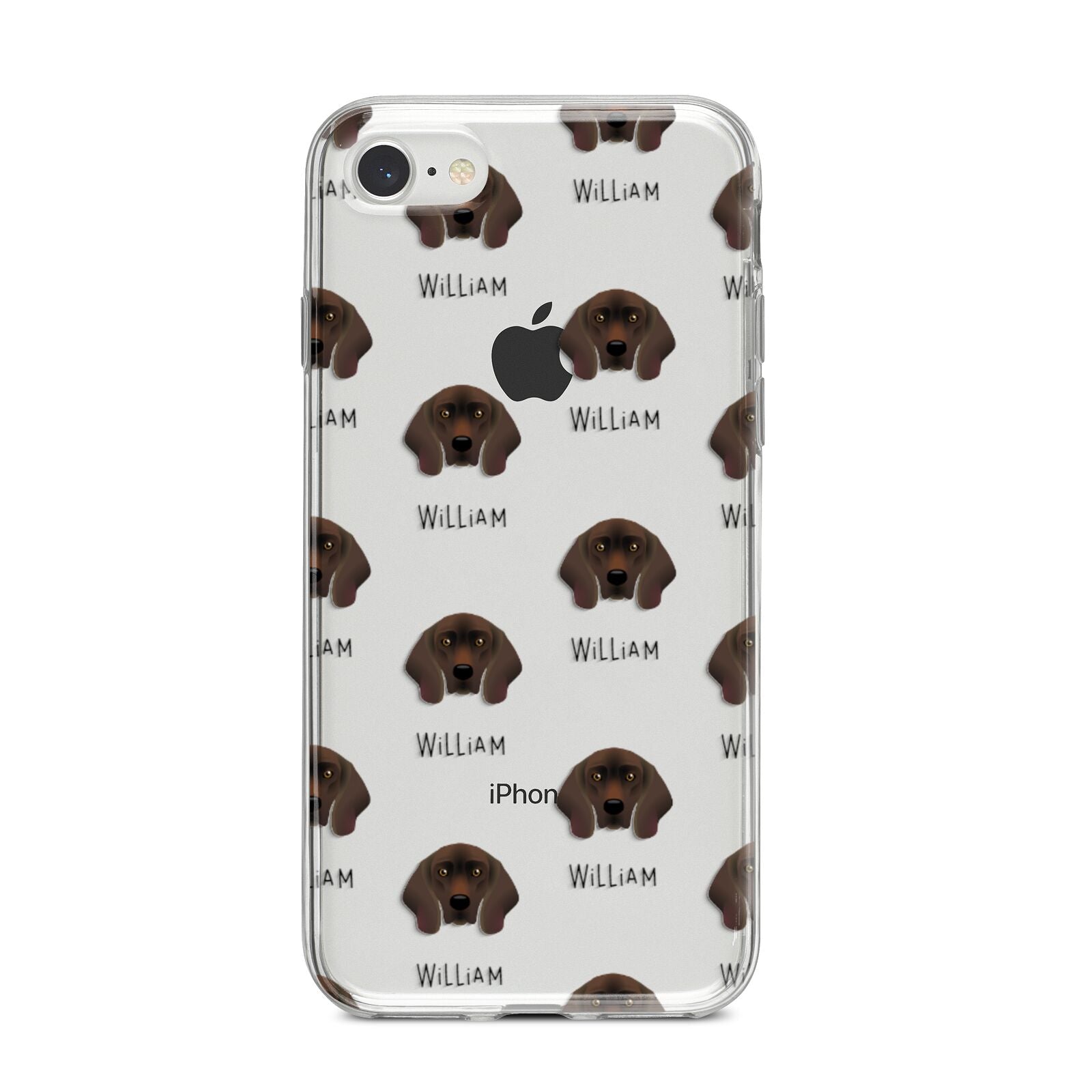 Bavarian Mountain Hound Icon with Name iPhone 8 Bumper Case on Silver iPhone