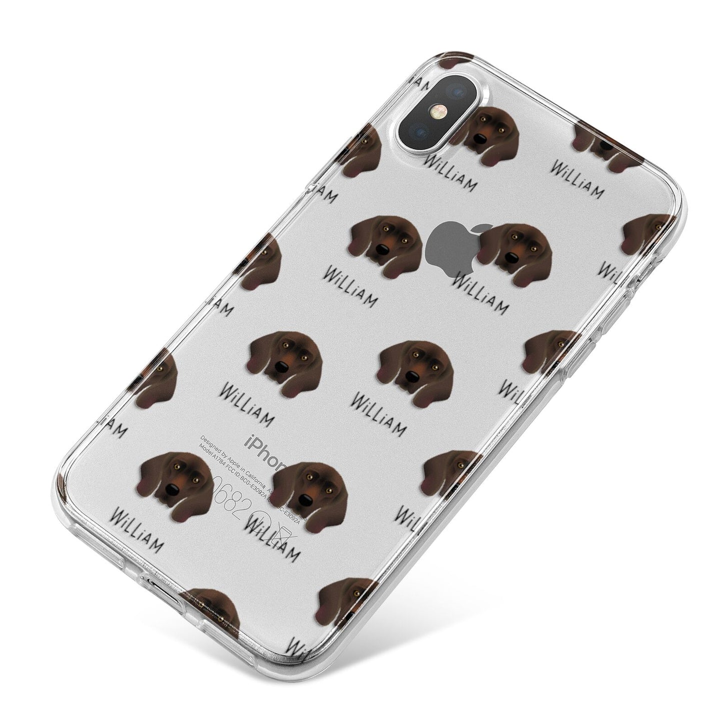 Bavarian Mountain Hound Icon with Name iPhone X Bumper Case on Silver iPhone