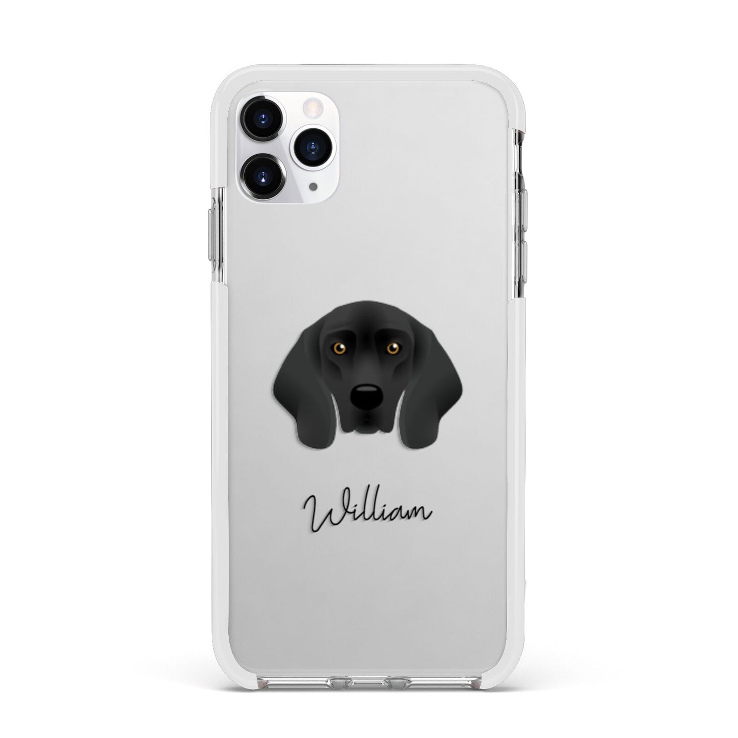 Bavarian Mountain Hound Personalised Apple iPhone 11 Pro Max in Silver with White Impact Case