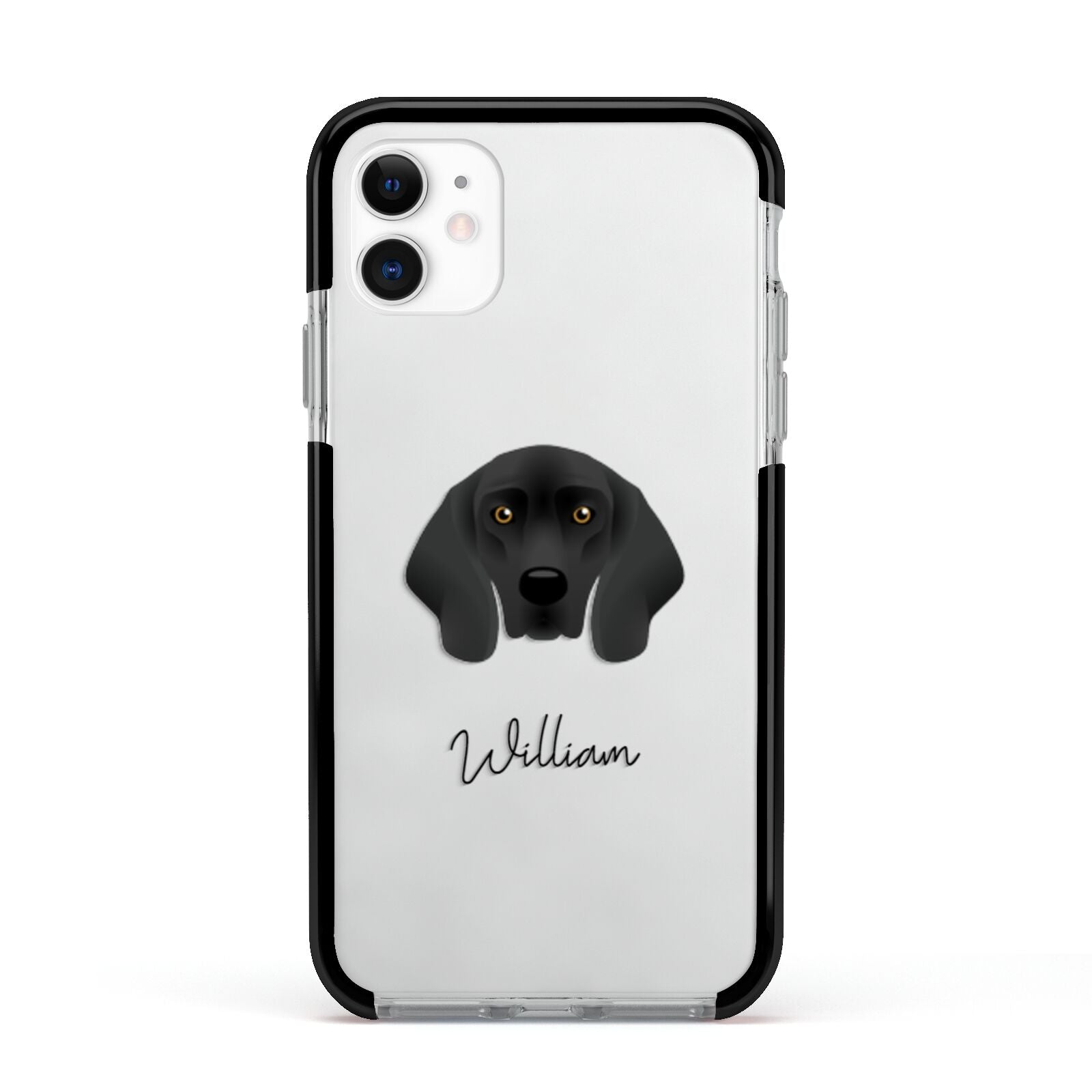 Bavarian Mountain Hound Personalised Apple iPhone 11 in White with Black Impact Case