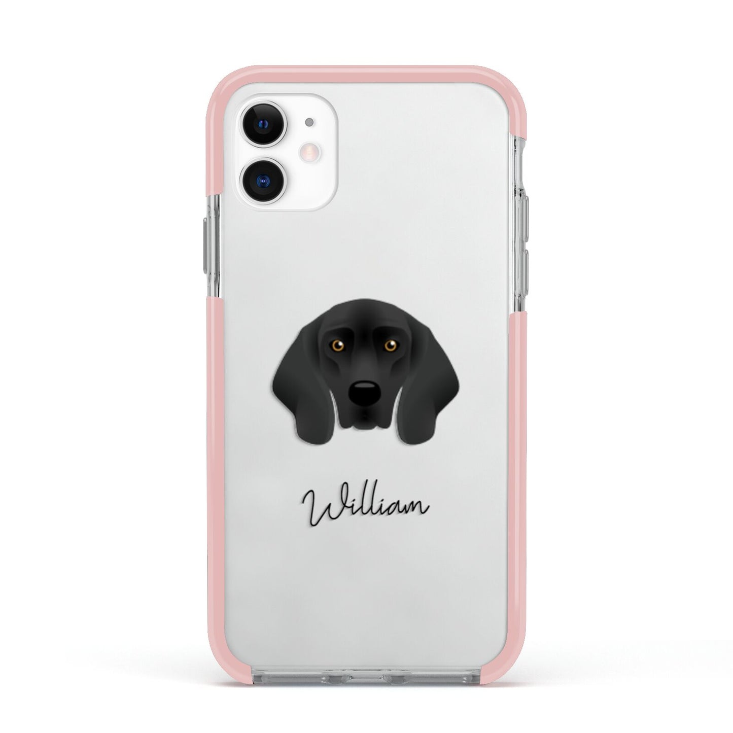 Bavarian Mountain Hound Personalised Apple iPhone 11 in White with Pink Impact Case
