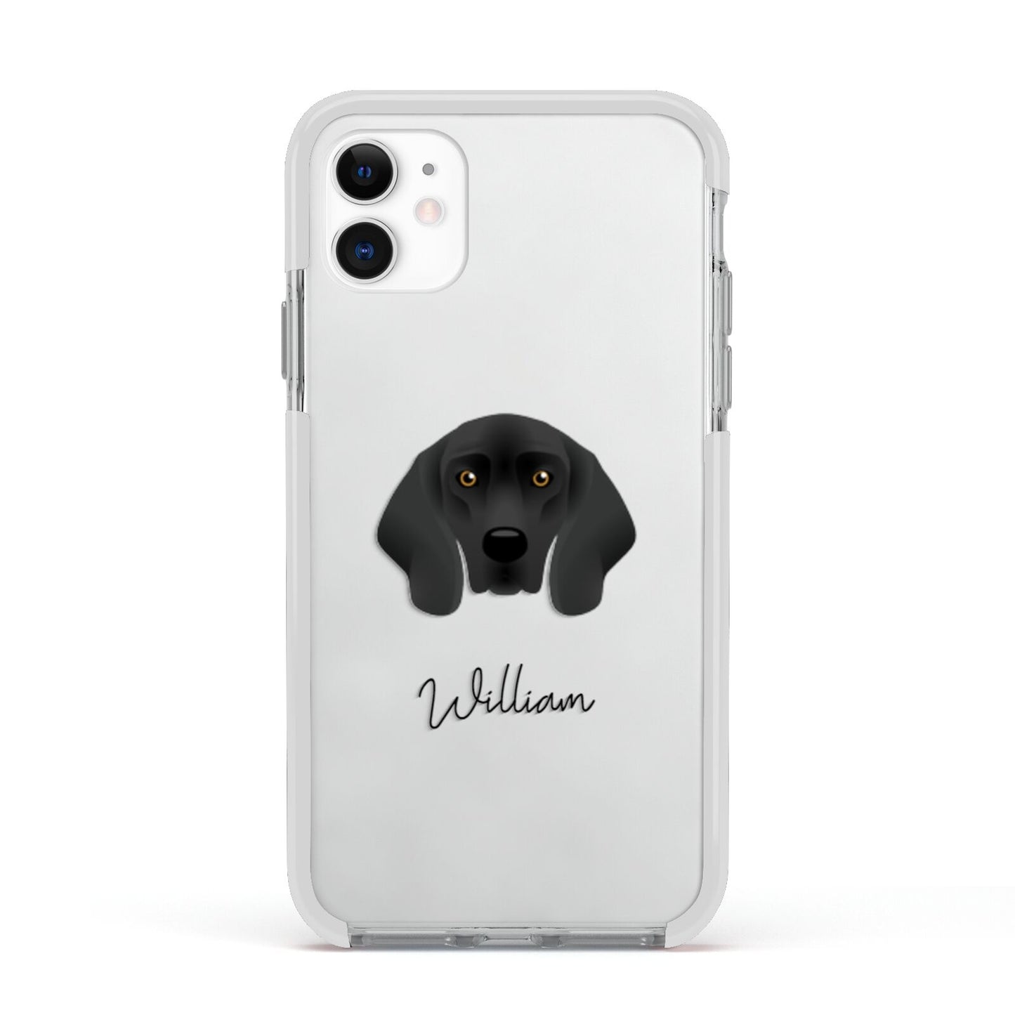 Bavarian Mountain Hound Personalised Apple iPhone 11 in White with White Impact Case