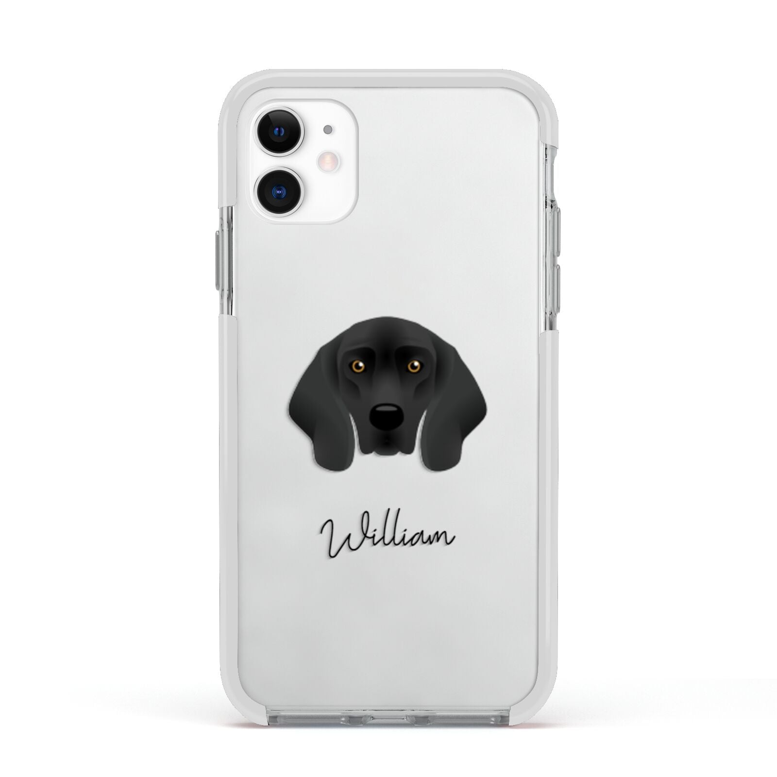 Bavarian Mountain Hound Personalised Apple iPhone 11 in White with White Impact Case