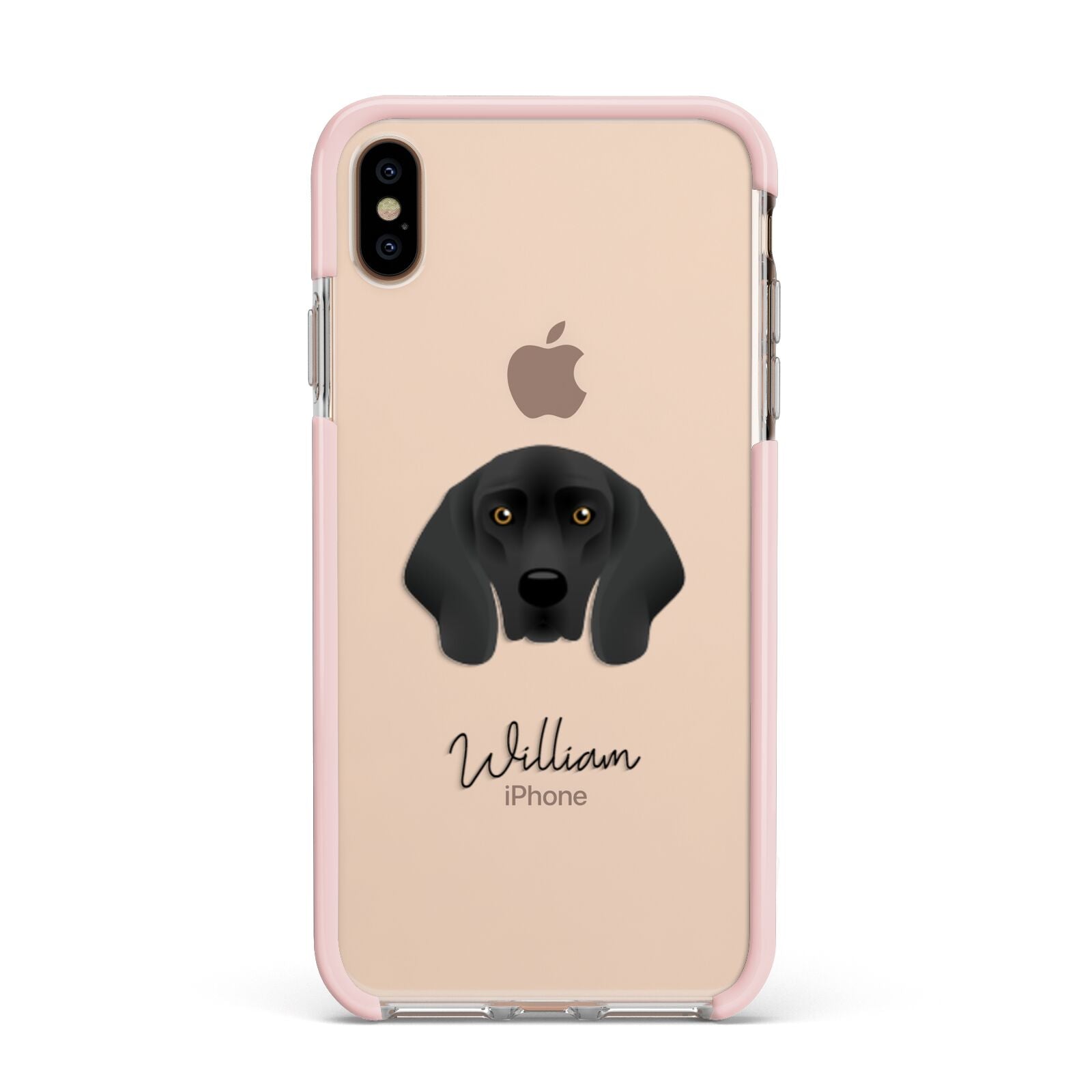 Bavarian Mountain Hound Personalised Apple iPhone Xs Max Impact Case Pink Edge on Gold Phone