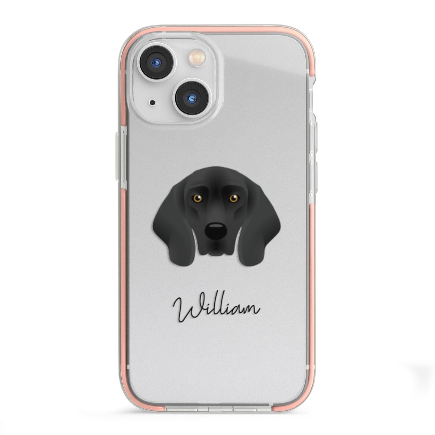 Bavarian Mountain Hound Personalised iPhone 13 Mini TPU Impact Case with Pink Edges