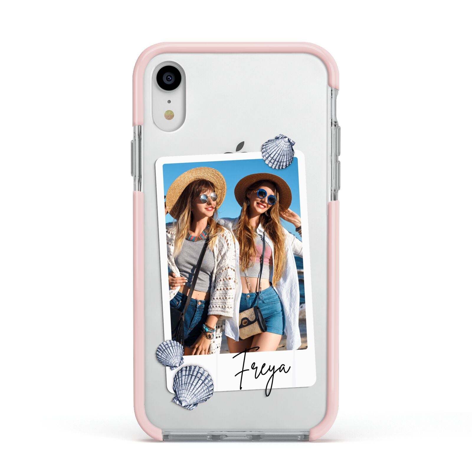 Beach Photo Apple iPhone XR Impact Case Pink Edge on Silver Phone