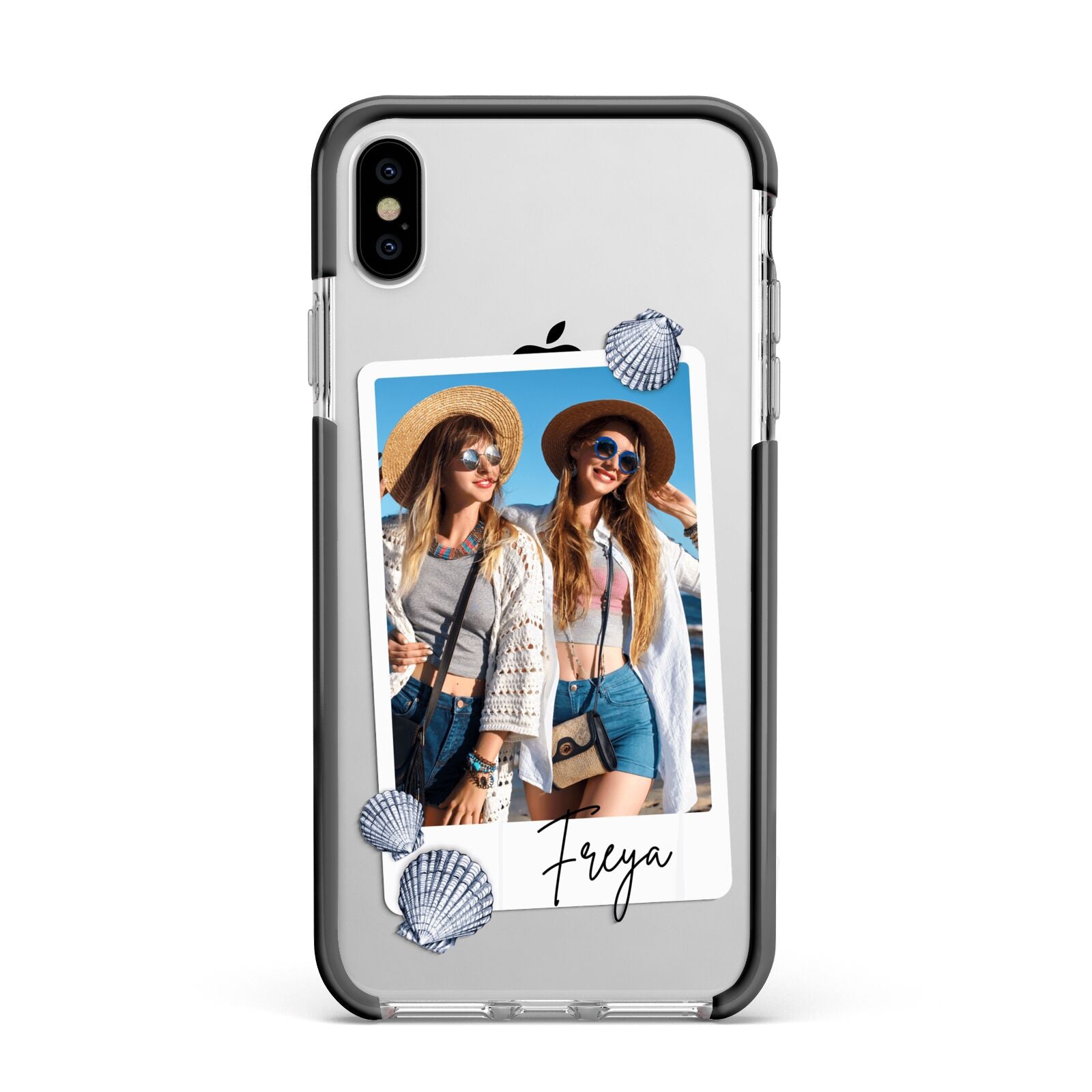 Beach Photo Apple iPhone Xs Max Impact Case Black Edge on Silver Phone