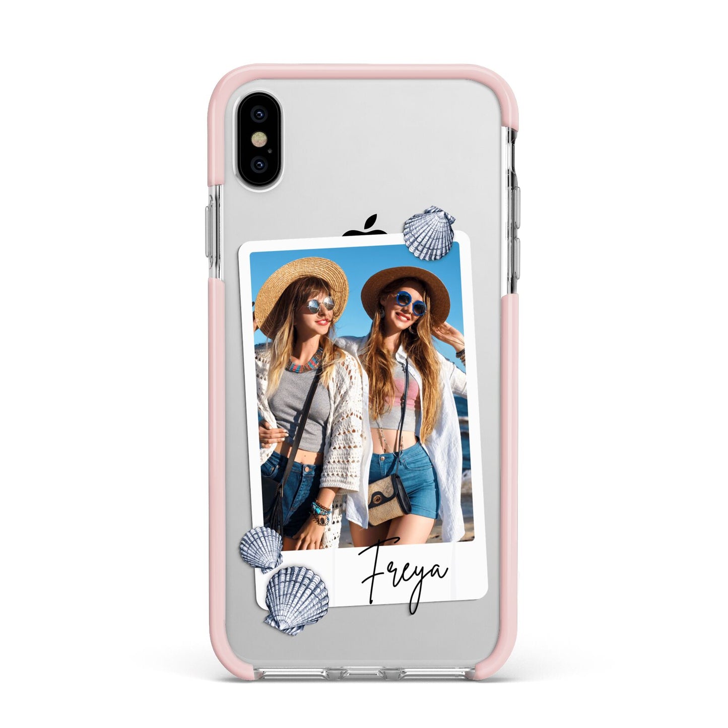 Beach Photo Apple iPhone Xs Max Impact Case Pink Edge on Silver Phone