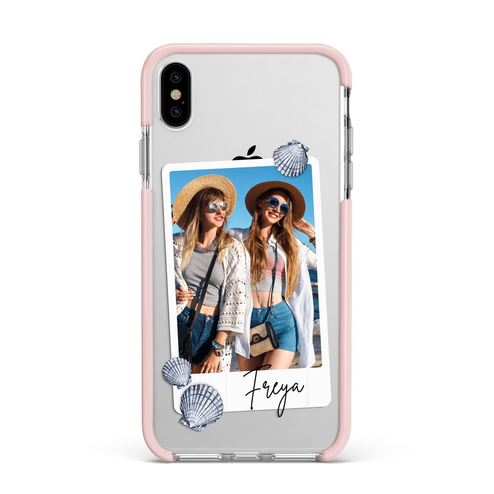 Beach Photo Apple iPhone Xs Max Impact Case Pink Edge on Silver Phone