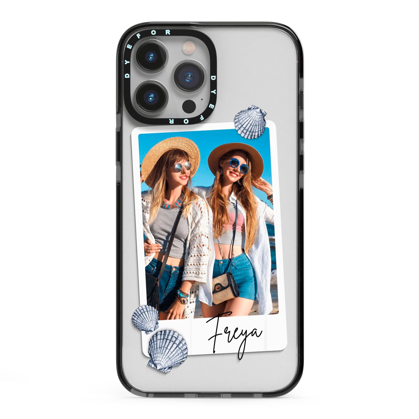 Beach Photo iPhone 13 Pro Max Black Impact Case on Silver phone