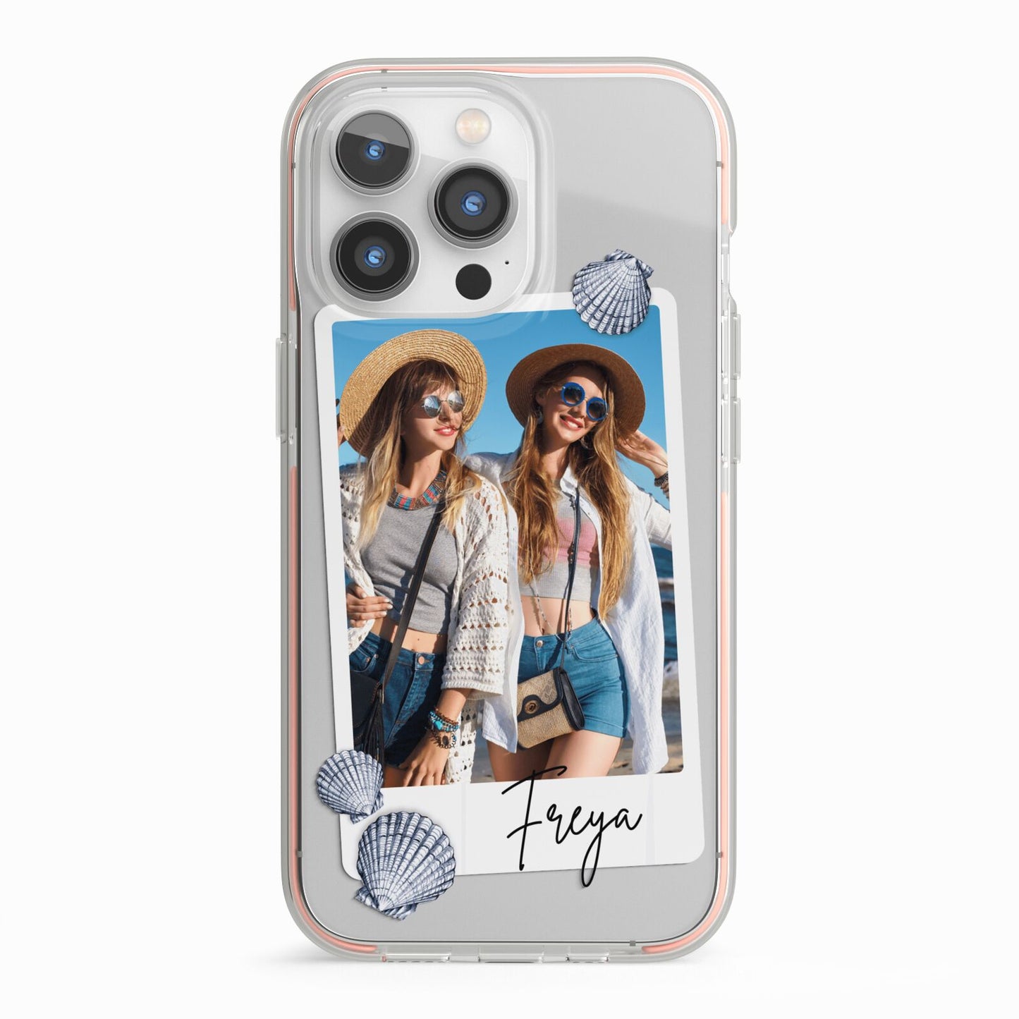 Beach Photo iPhone 13 Pro TPU Impact Case with Pink Edges