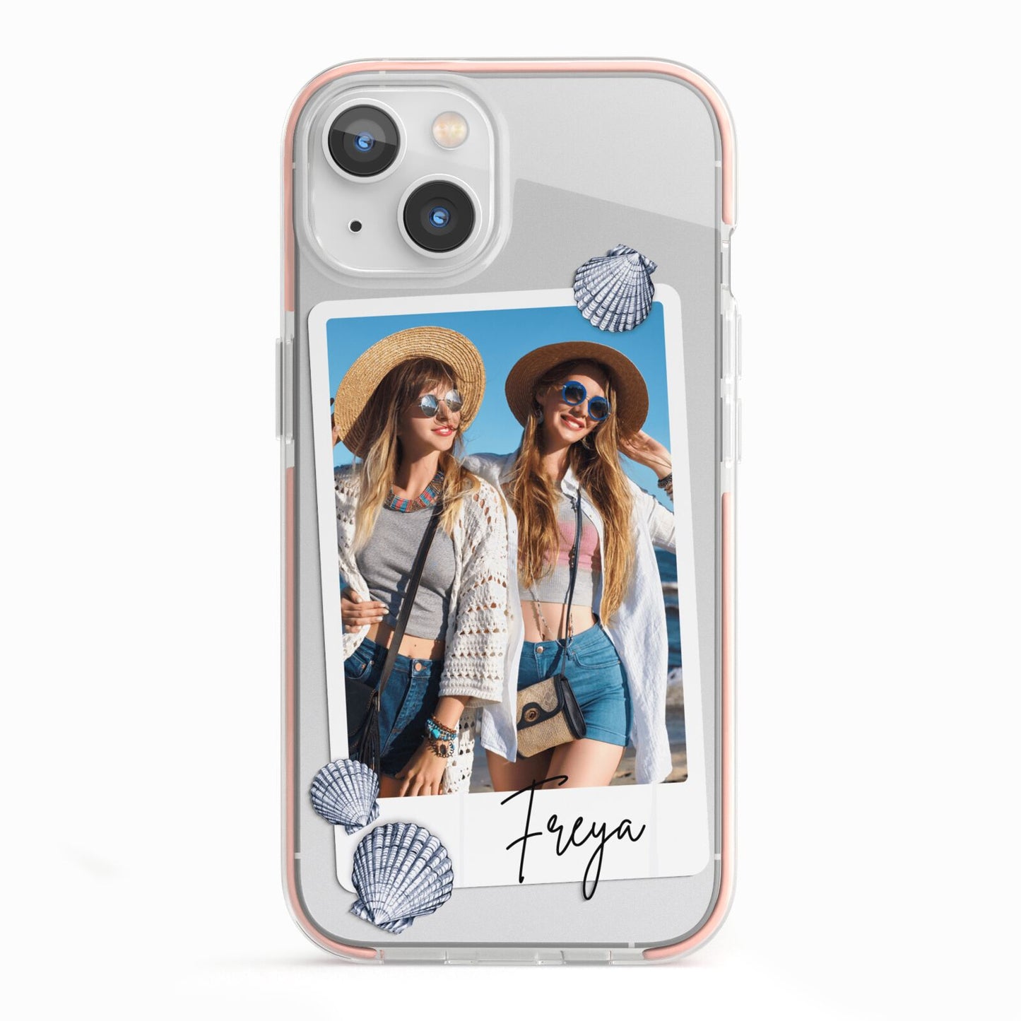 Beach Photo iPhone 13 TPU Impact Case with Pink Edges