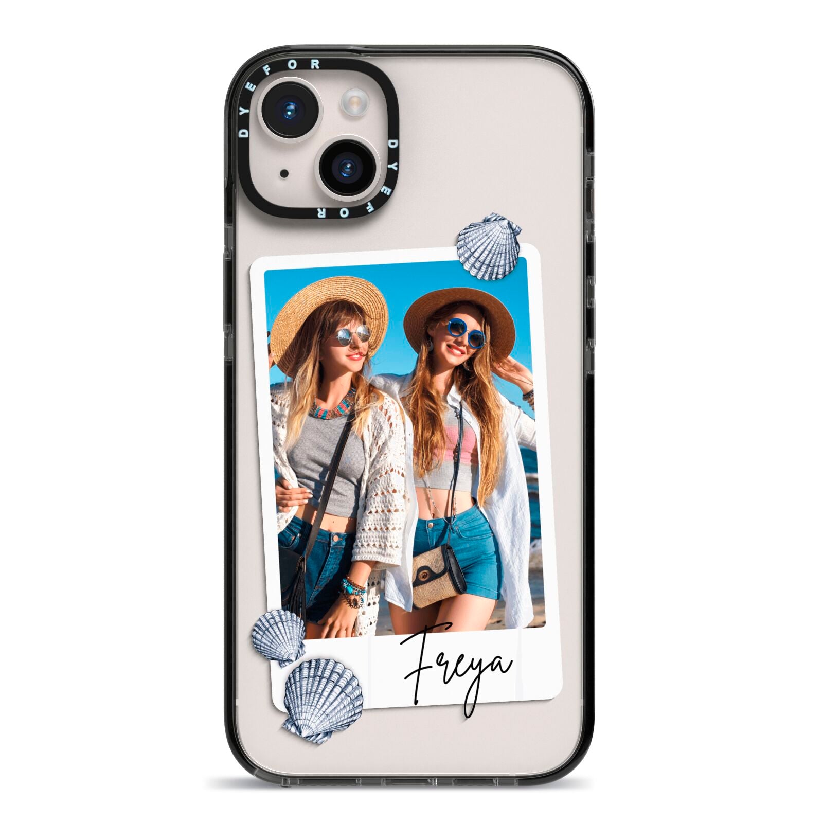 Beach Photo iPhone 14 Plus Black Impact Case on Silver phone