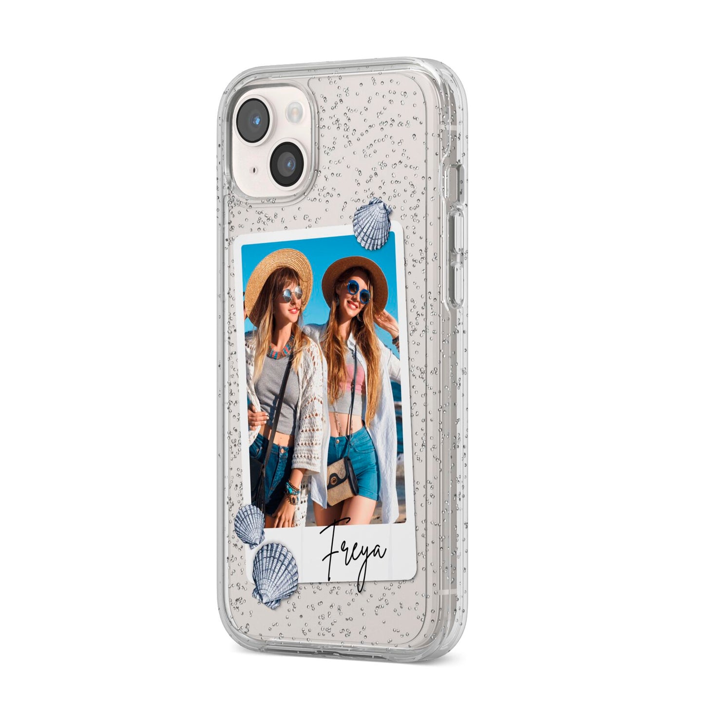 Beach Photo iPhone 14 Plus Glitter Tough Case Starlight Angled Image