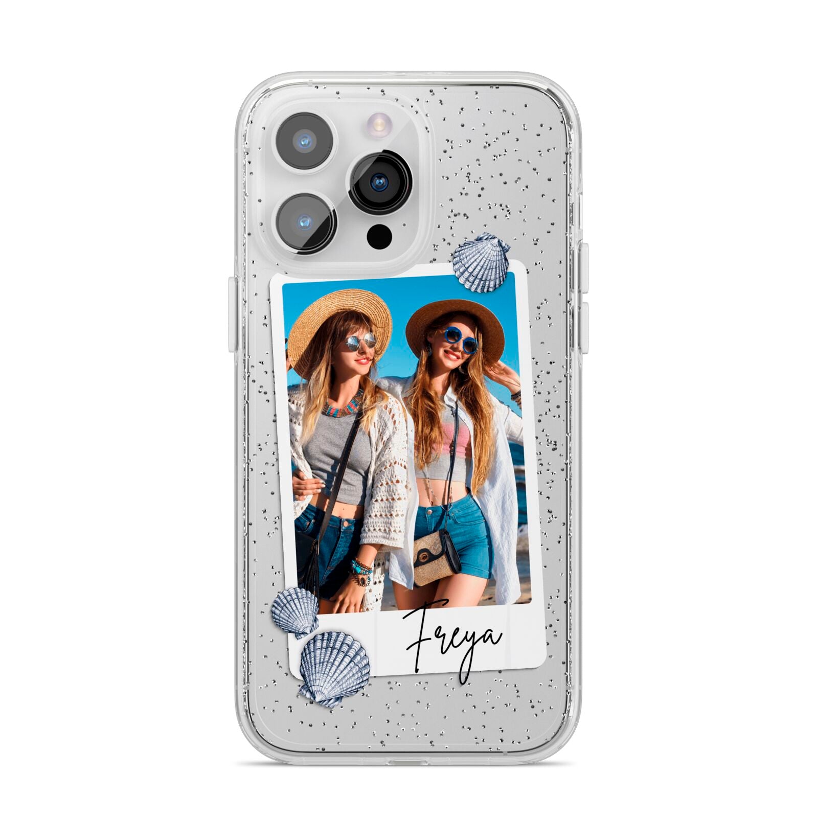 Beach Photo iPhone 14 Pro Max Glitter Tough Case Silver
