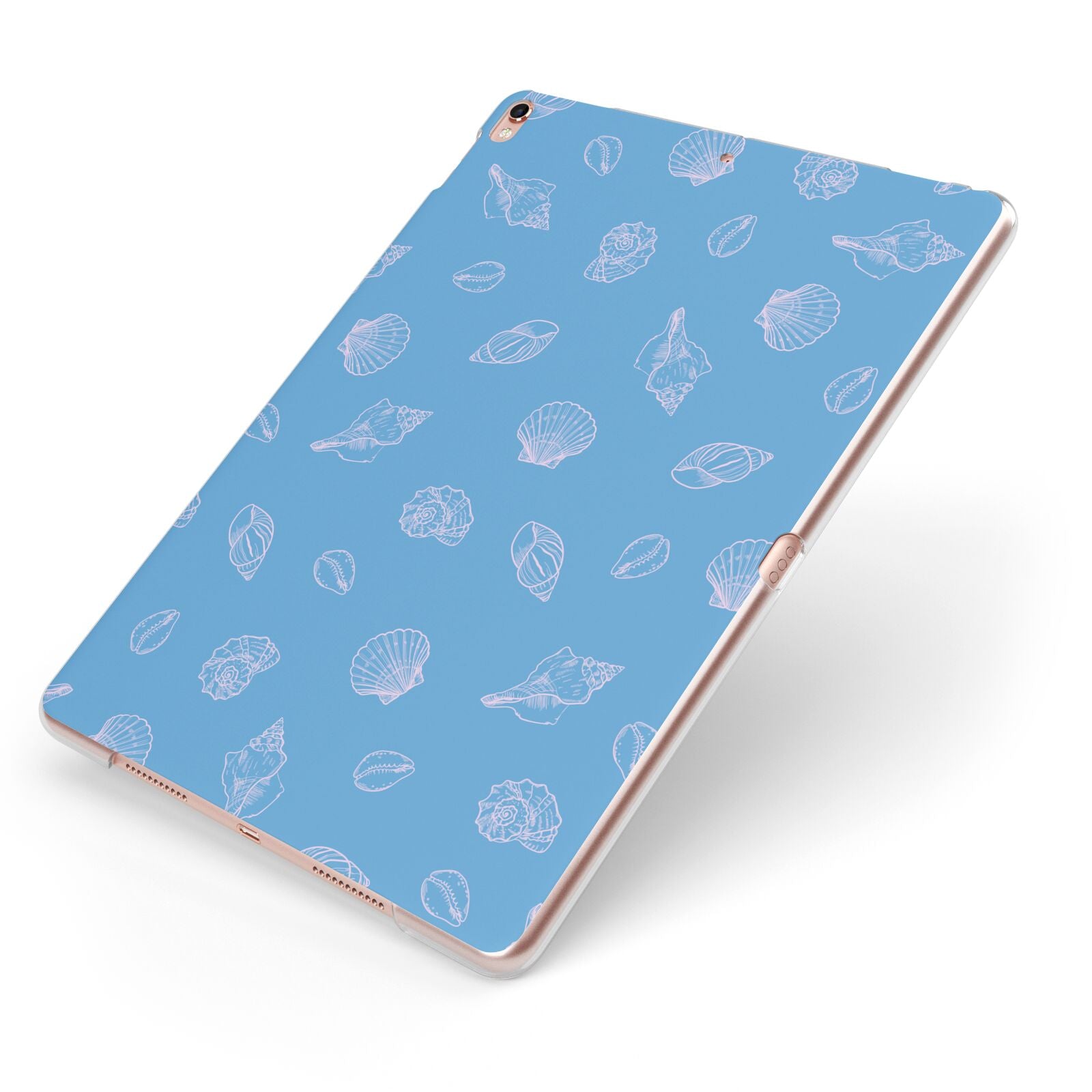 Beach Shell Apple iPad Case on Rose Gold iPad Side View