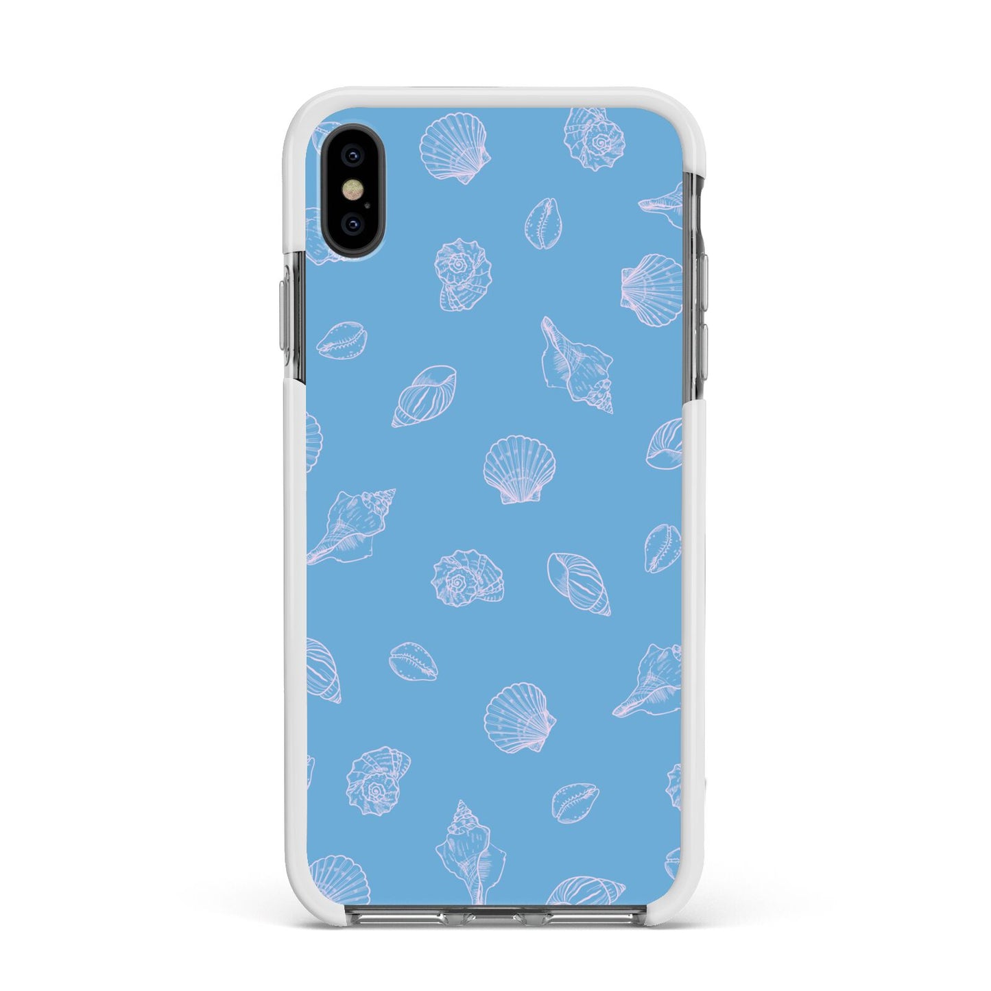 Beach Shell Apple iPhone Xs Max Impact Case White Edge on Black Phone