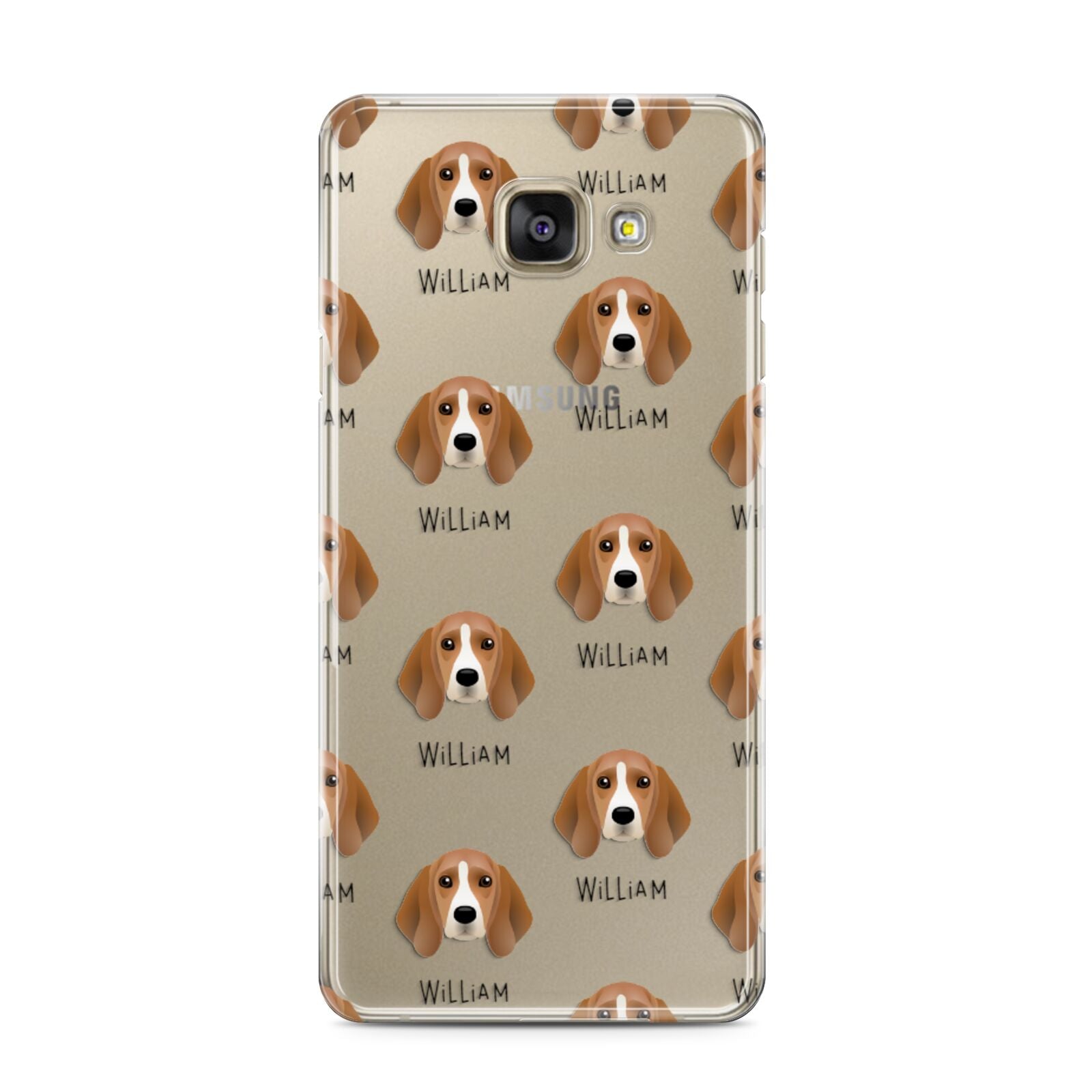 Beagle Icon with Name Samsung Galaxy A3 2016 Case on gold phone