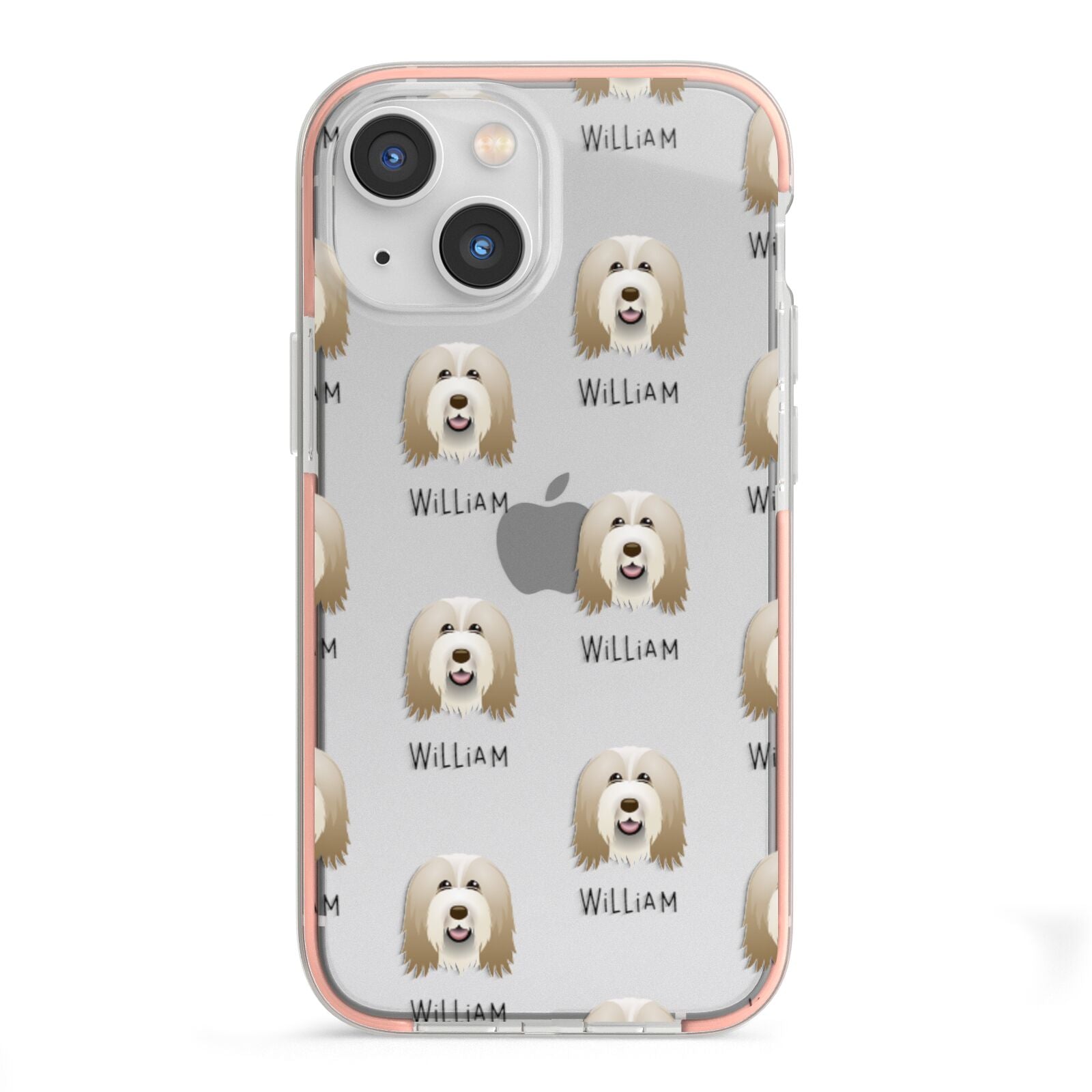 Bearded Collie Icon with Name iPhone 13 Mini TPU Impact Case with Pink Edges