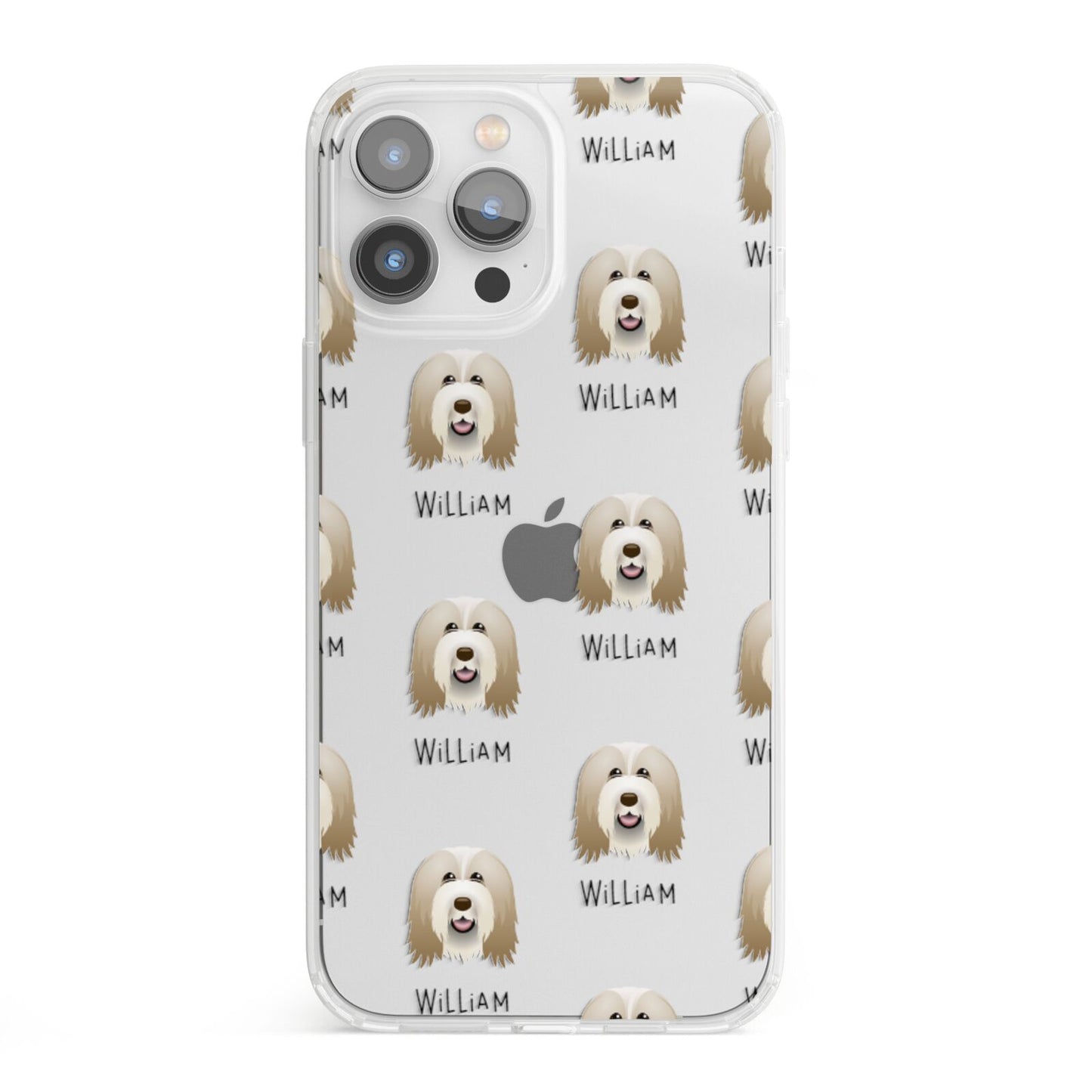 Bearded Collie Icon with Name iPhone 13 Pro Max Clear Bumper Case