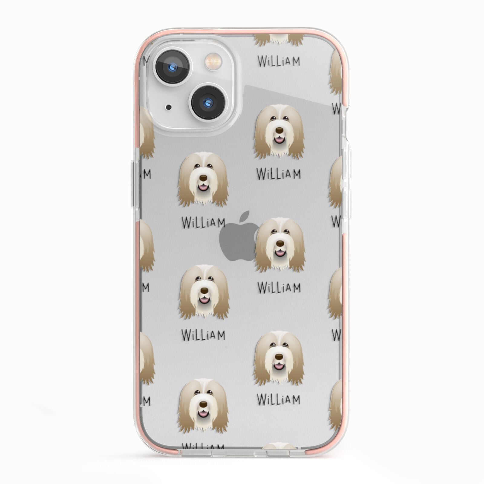 Bearded Collie Icon with Name iPhone 13 TPU Impact Case with Pink Edges