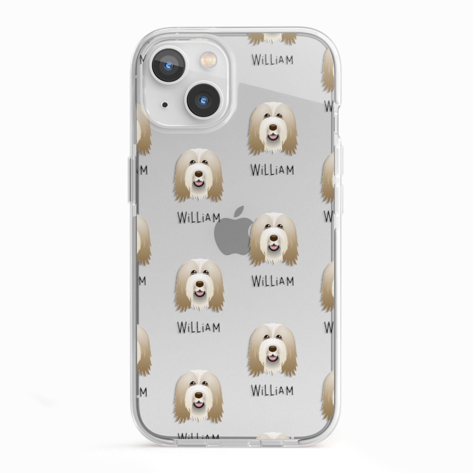Bearded Collie Icon with Name iPhone 13 TPU Impact Case with White Edges