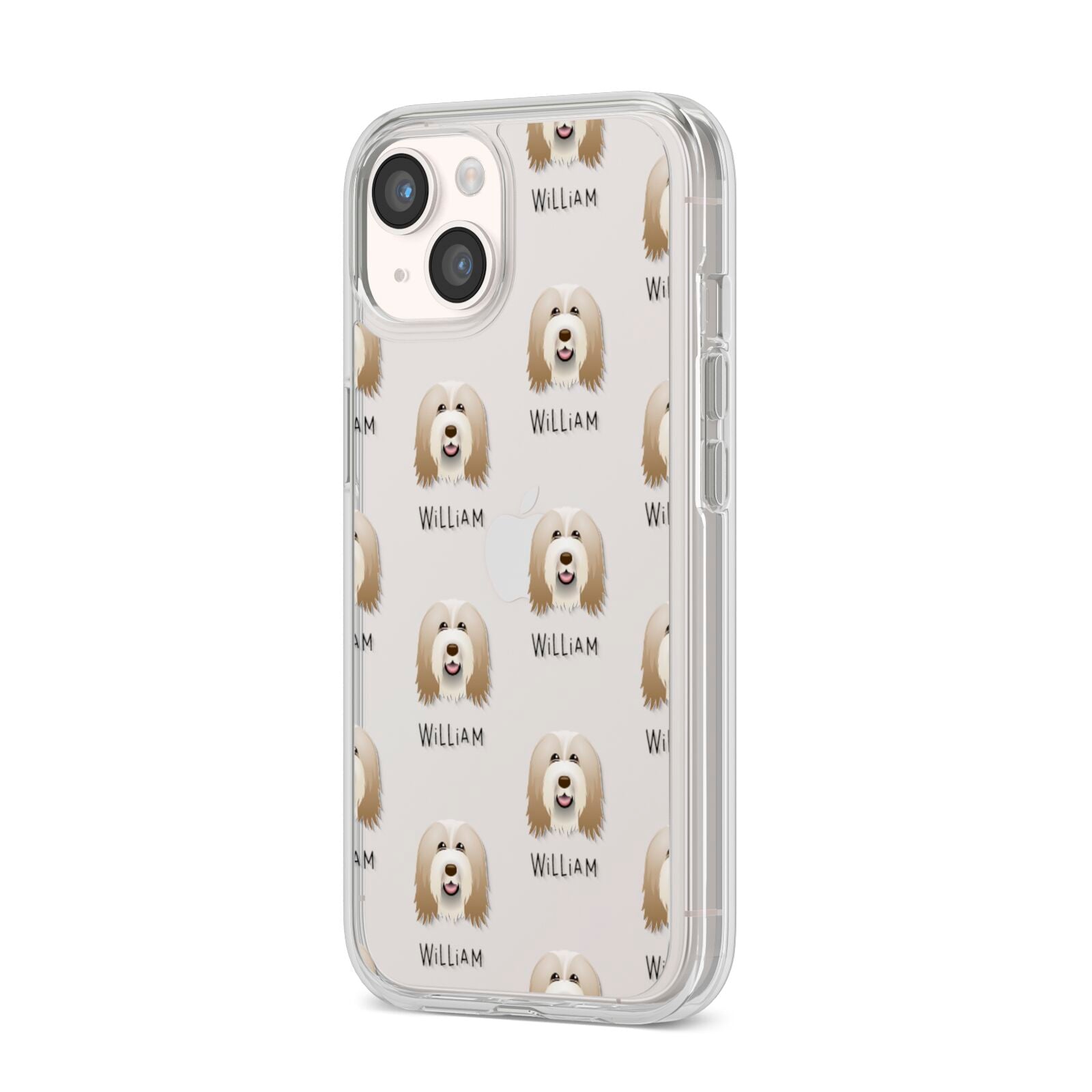 Bearded Collie Icon with Name iPhone 14 Clear Tough Case Starlight Angled Image