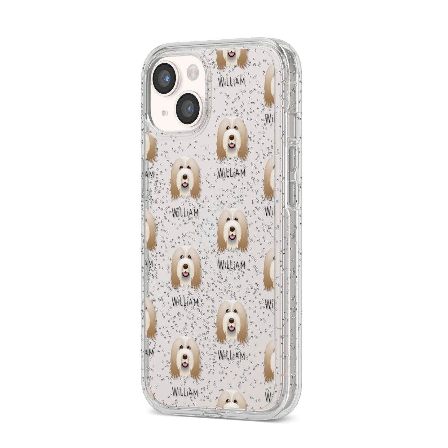 Bearded Collie Icon with Name iPhone 14 Glitter Tough Case Starlight Angled Image