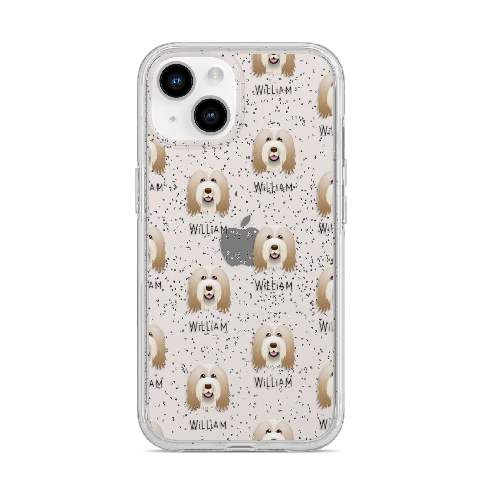 Bearded Collie Icon with Name iPhone 14 Glitter Tough Case Starlight