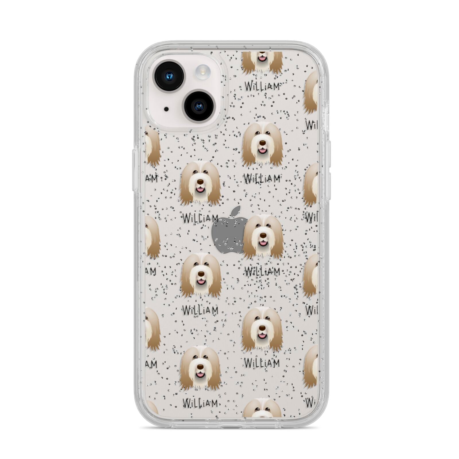 Bearded Collie Icon with Name iPhone 14 Plus Glitter Tough Case Starlight