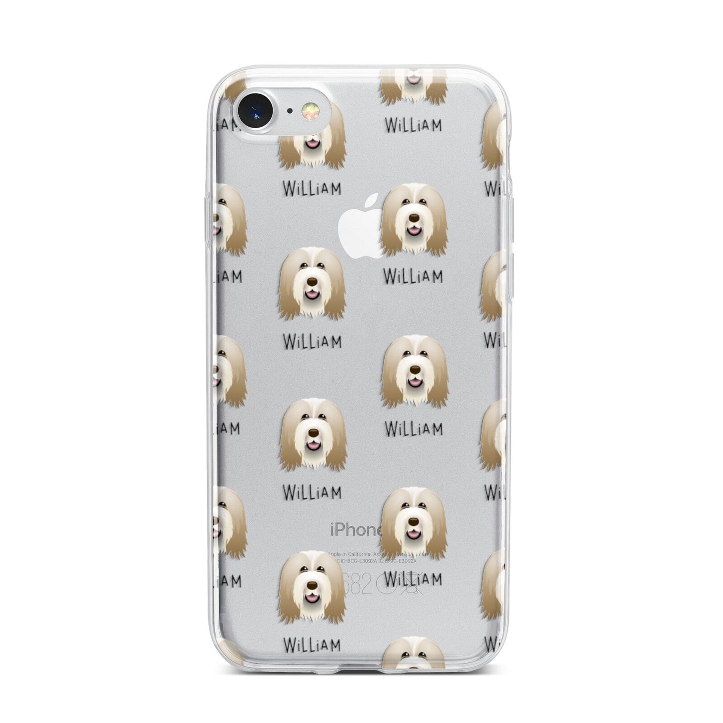 Bearded Collie Icon with Name iPhone 7 Bumper Case on Silver iPhone