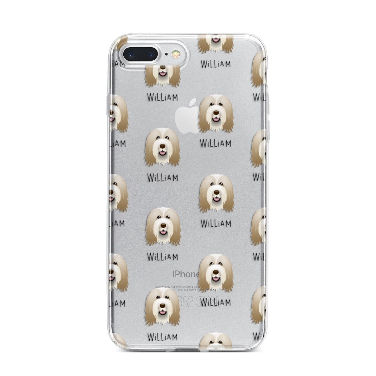 Bearded Collie Icon with Name iPhone 7 Plus Bumper Case on Silver iPhone