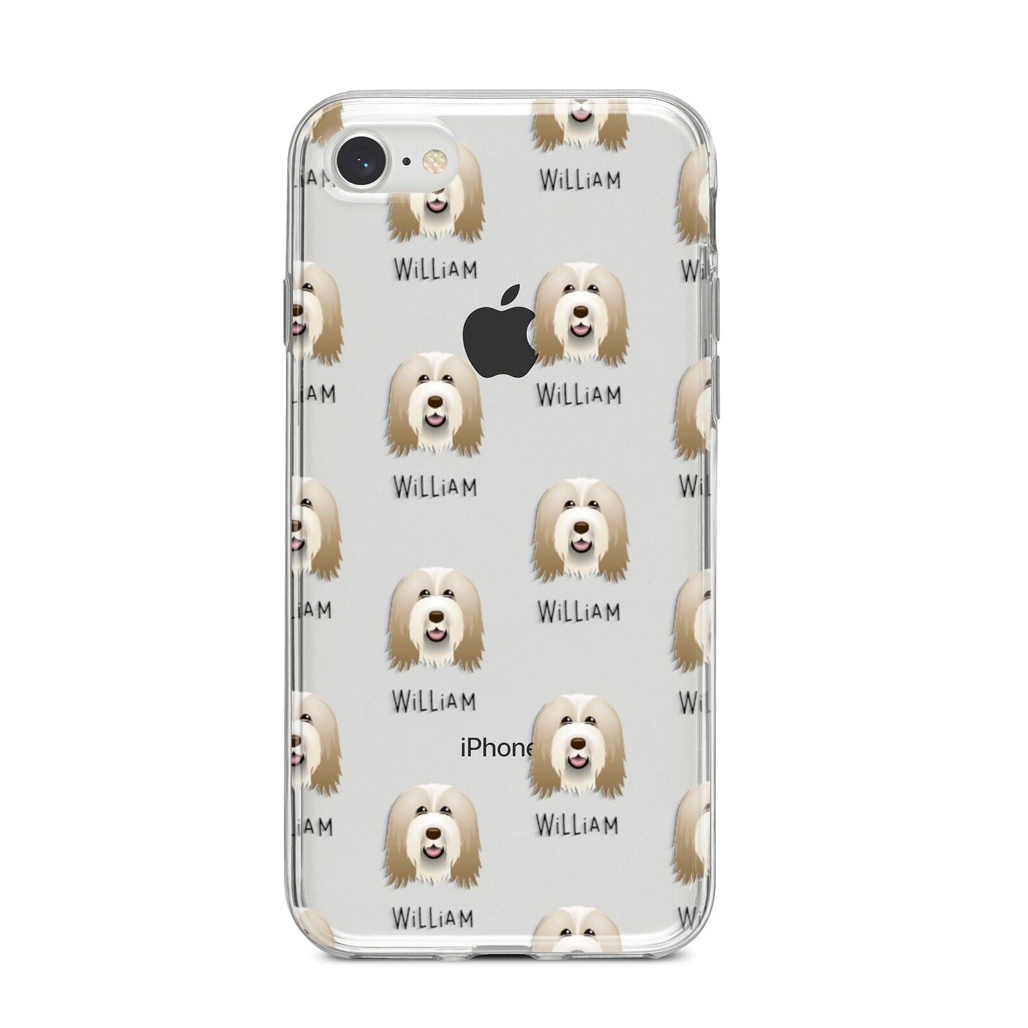 Bearded Collie Icon with Name iPhone 8 Bumper Case on Silver iPhone