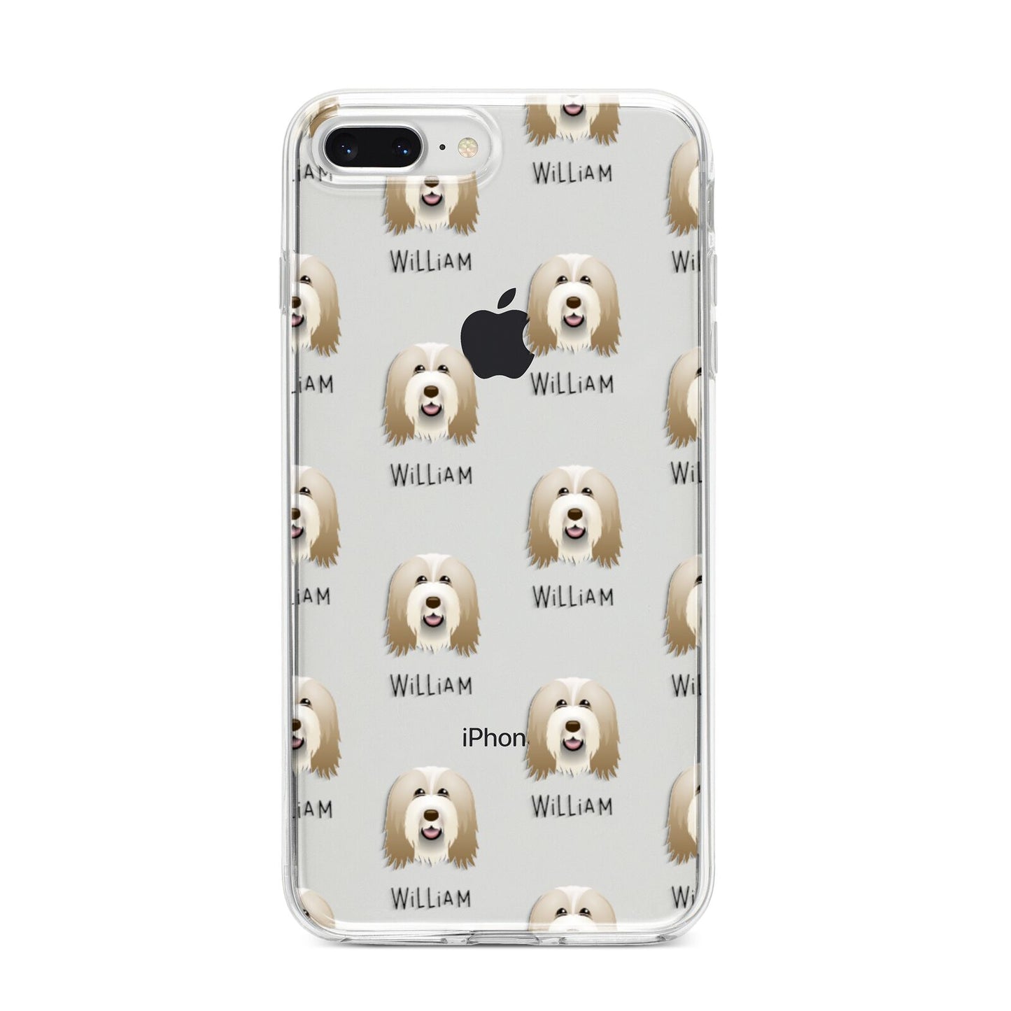 Bearded Collie Icon with Name iPhone 8 Plus Bumper Case on Silver iPhone