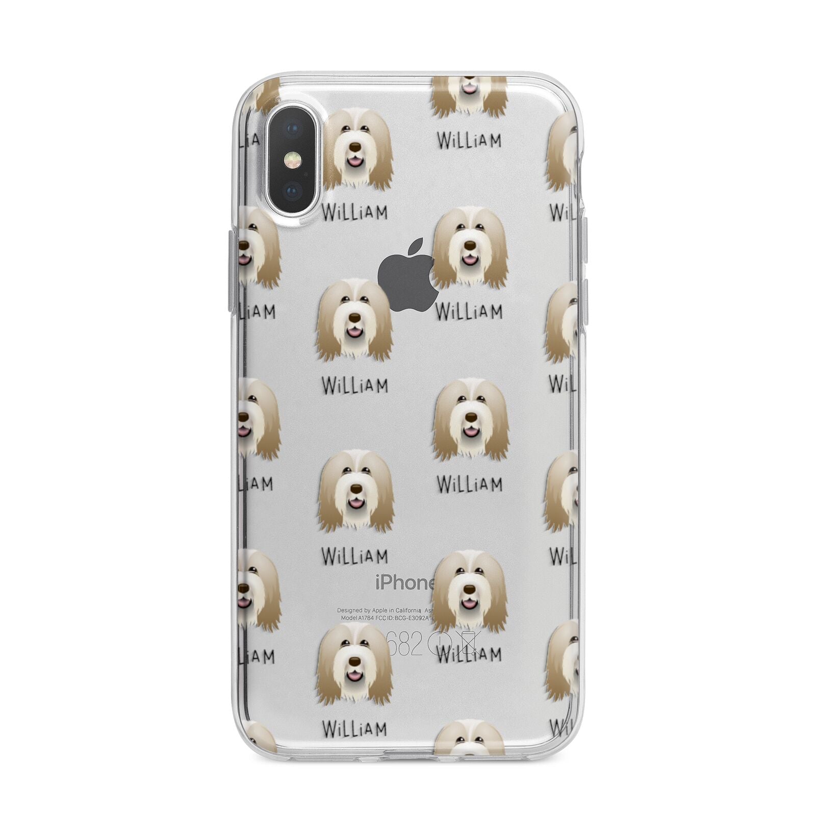 Bearded Collie Icon with Name iPhone X Bumper Case on Silver iPhone Alternative Image 1