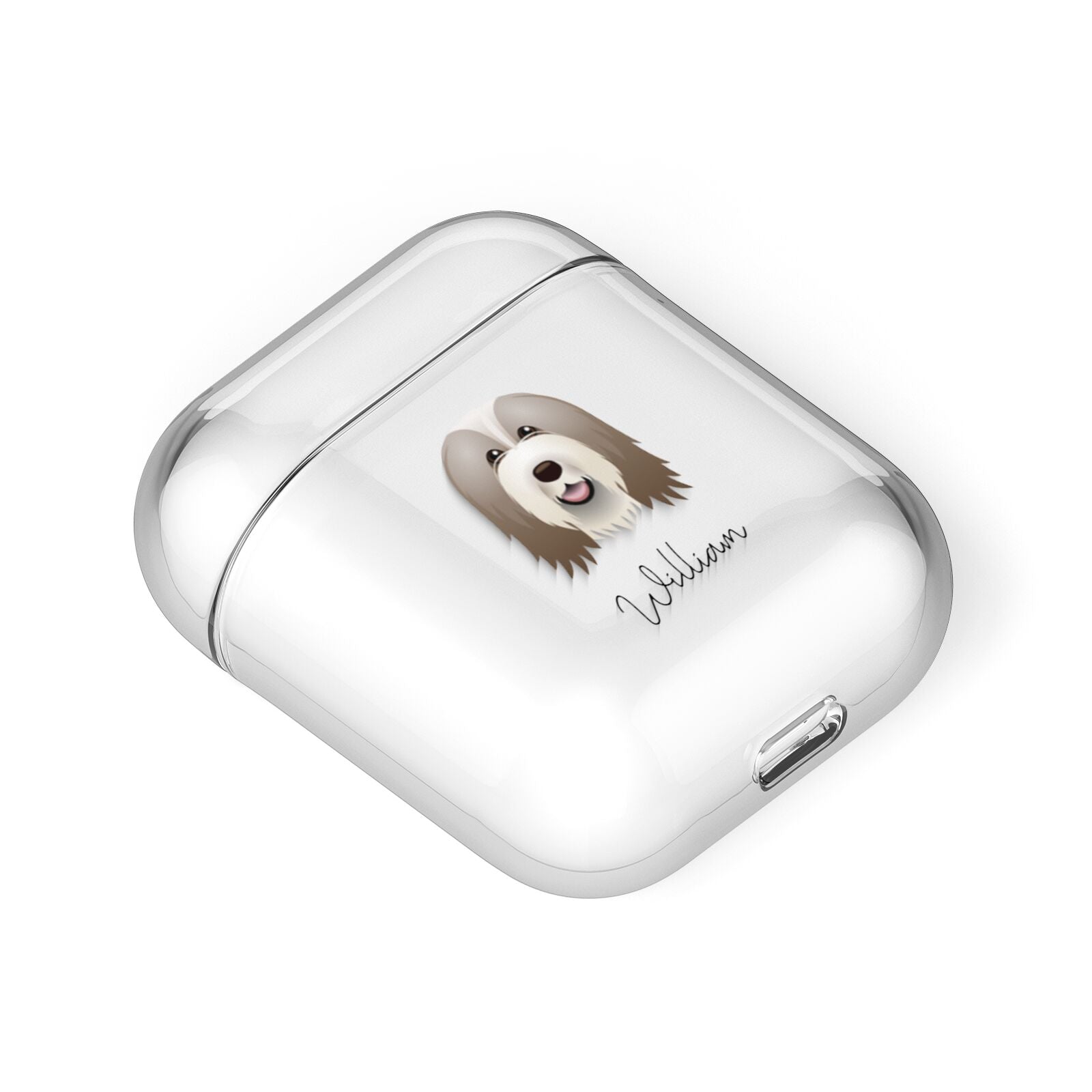 Bearded Collie Personalised AirPods Case Laid Flat