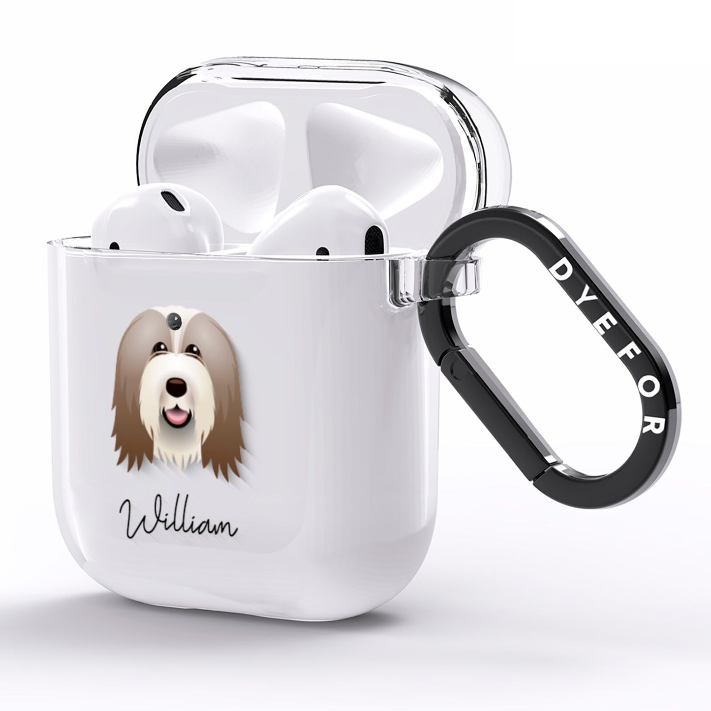 Bearded Collie Personalised AirPods Clear Case Side Image