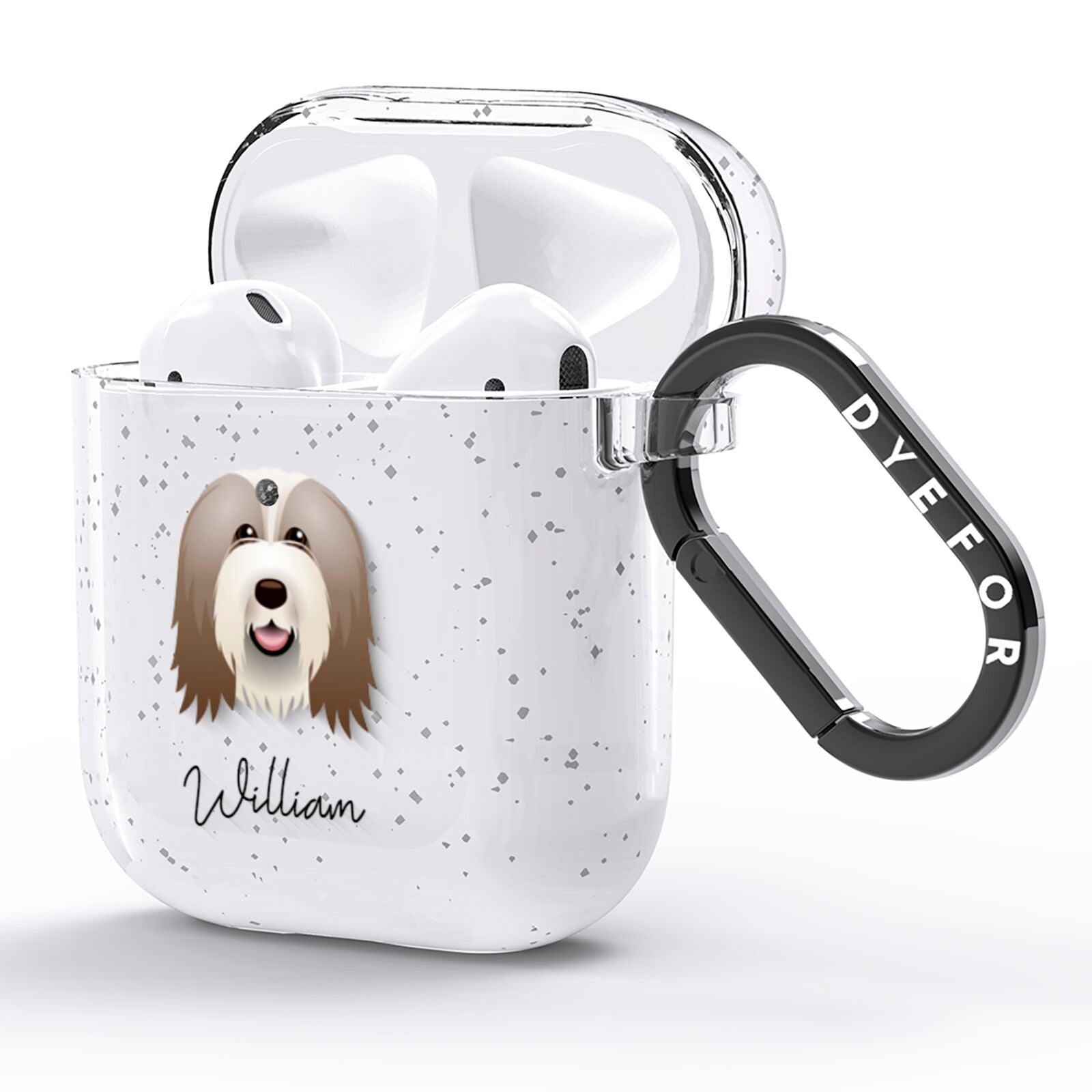 Bearded Collie Personalised AirPods Glitter Case Side Image