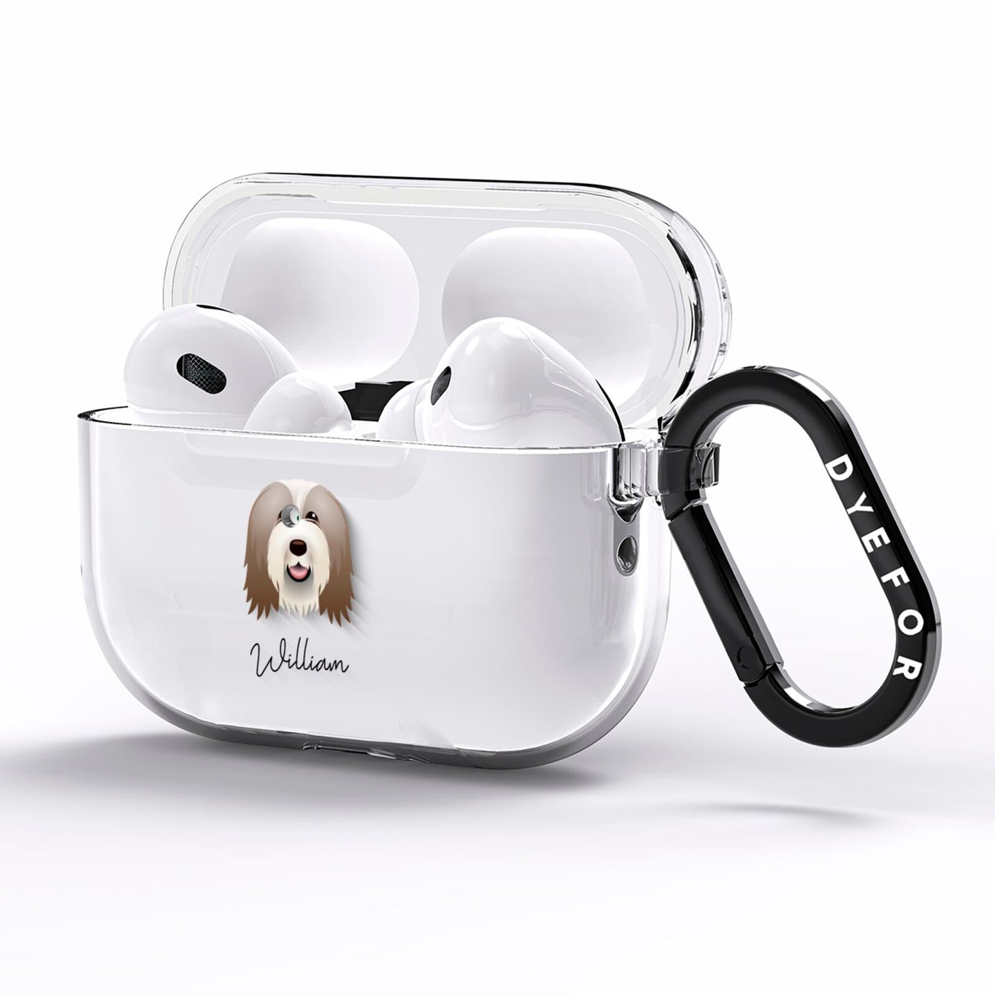 Bearded Collie Personalised AirPods Pro Clear Case Side Image