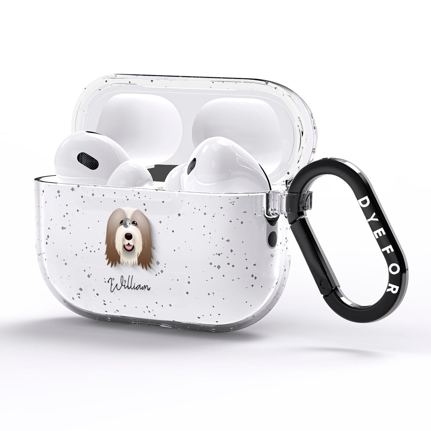 Bearded Collie Personalised AirPods Pro Glitter Case Side Image