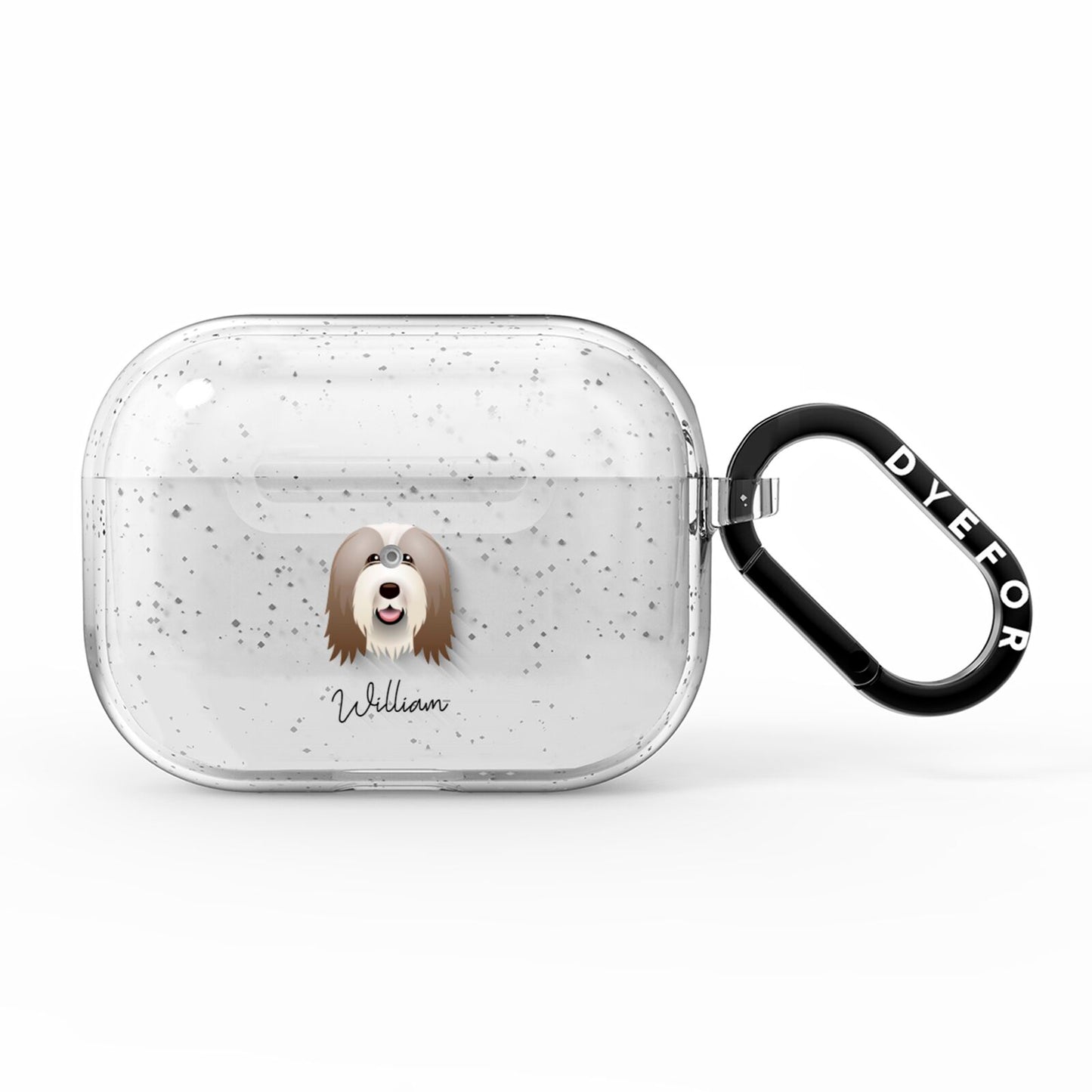 Bearded Collie Personalised AirPods Pro Glitter Case