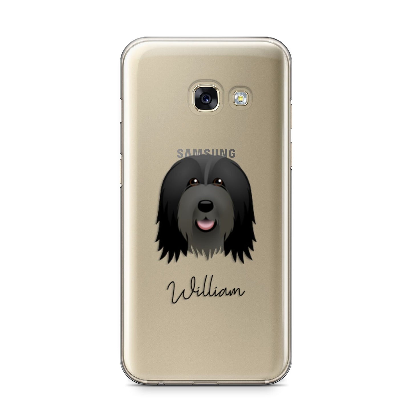 Bearded Collie Personalised Samsung Galaxy A3 2017 Case on gold phone