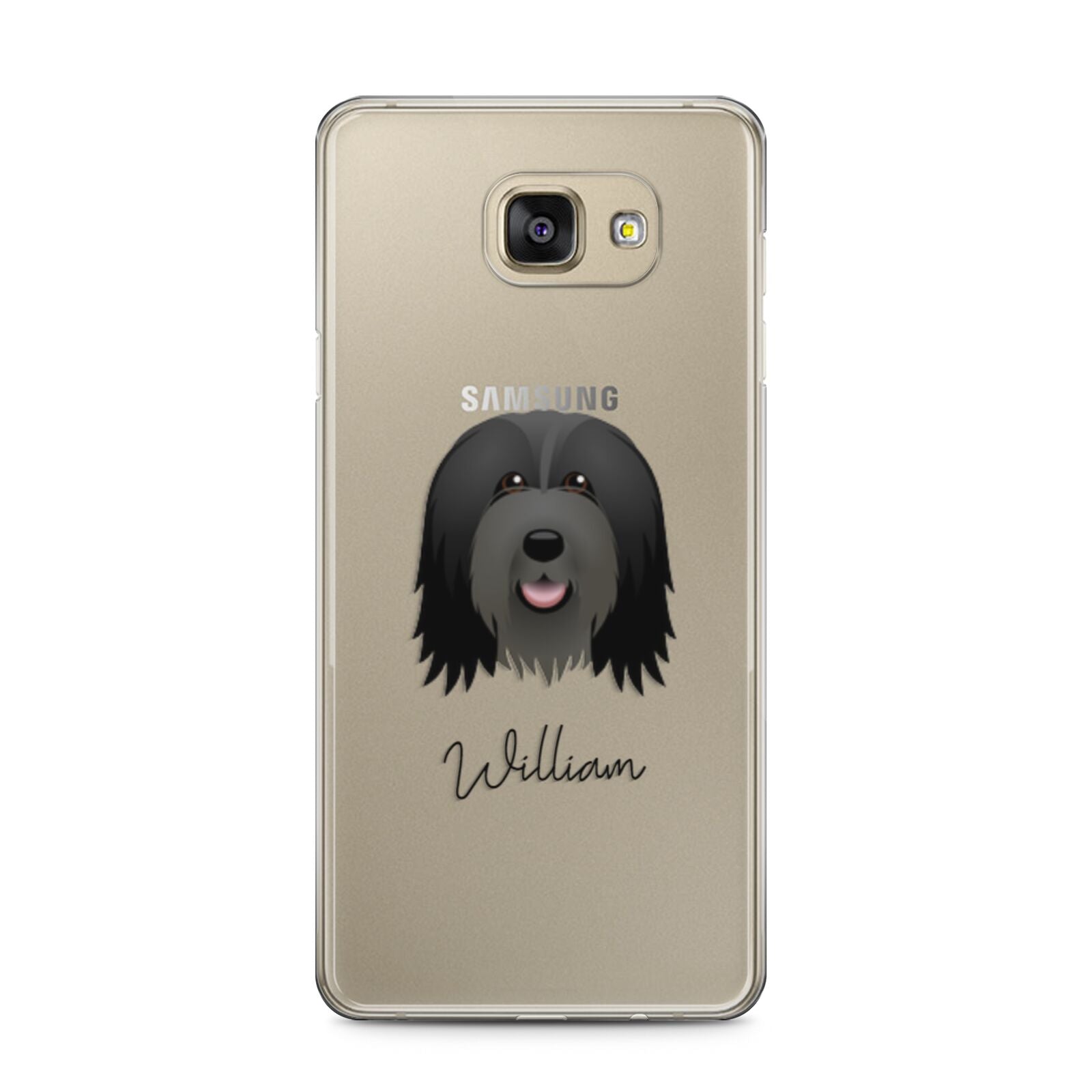 Bearded Collie Personalised Samsung Galaxy A5 2016 Case on gold phone