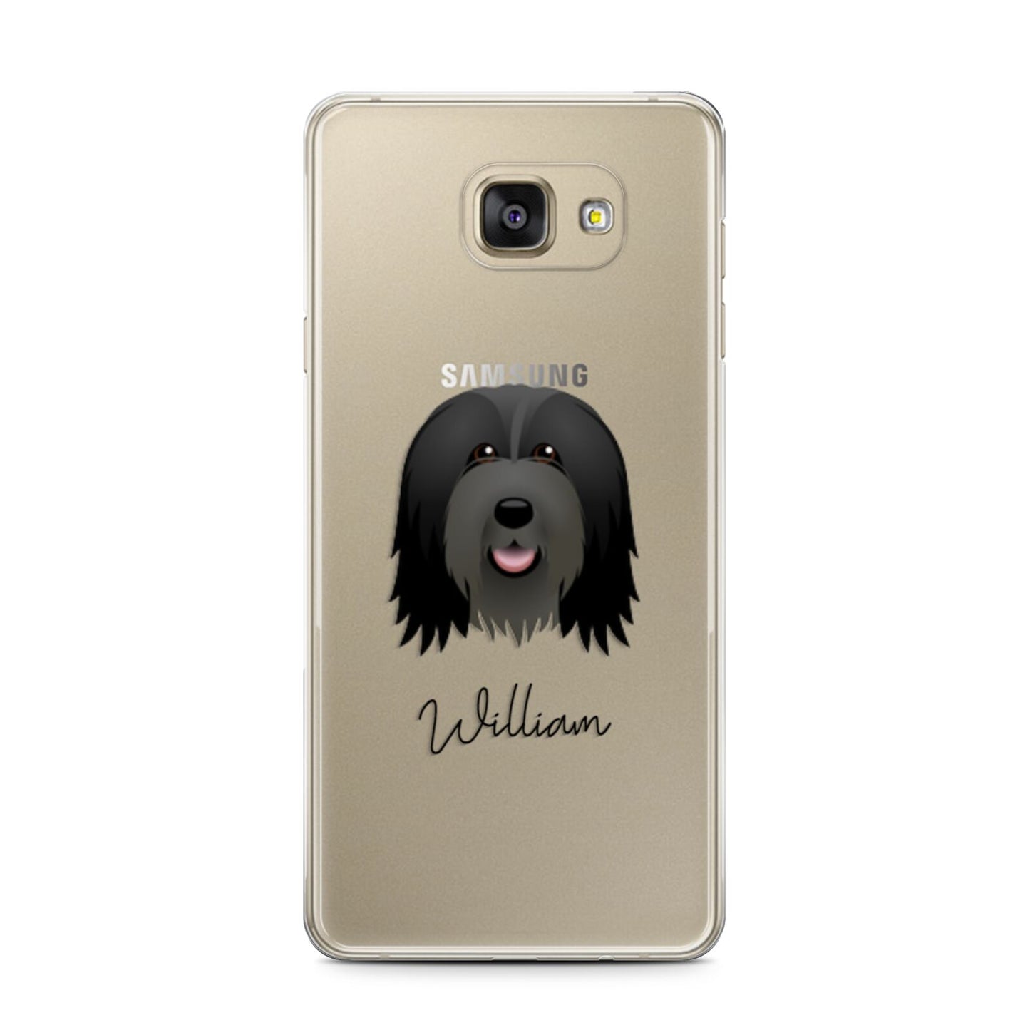 Bearded Collie Personalised Samsung Galaxy A7 2016 Case on gold phone